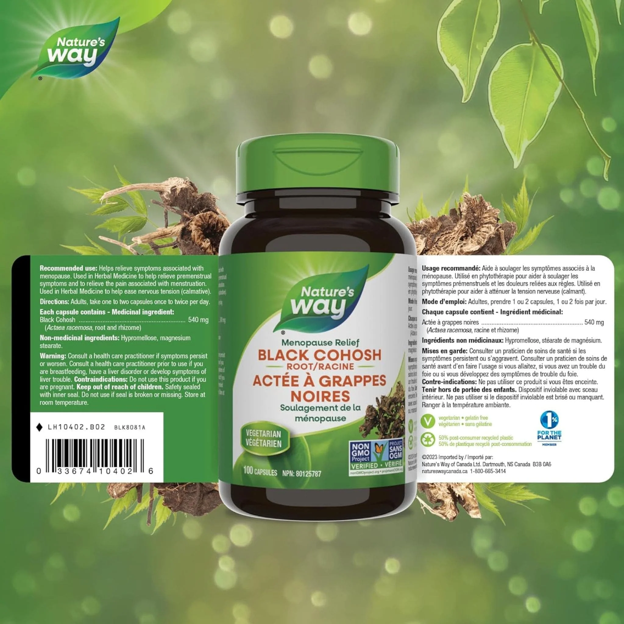 Nature's Way Black Cohosh Root 540mg, 100 Vegetable Capsules - Image 2