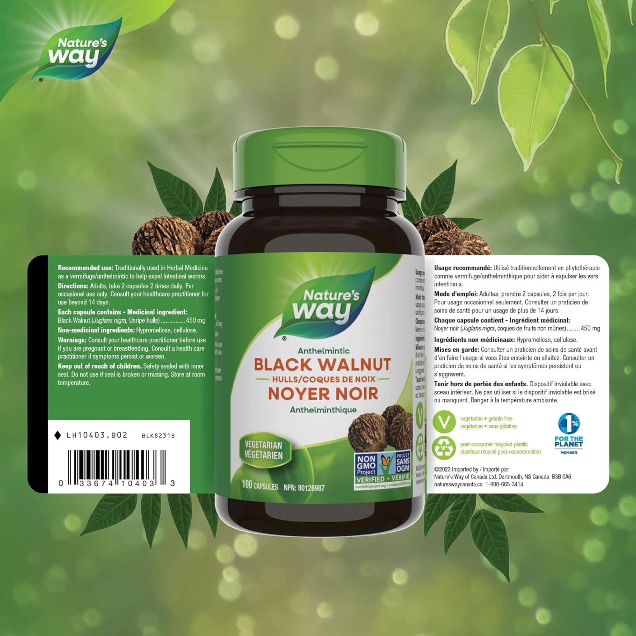 Nature's Way Black Walnut Hulls 250mg, 100 Capsules - Image 2