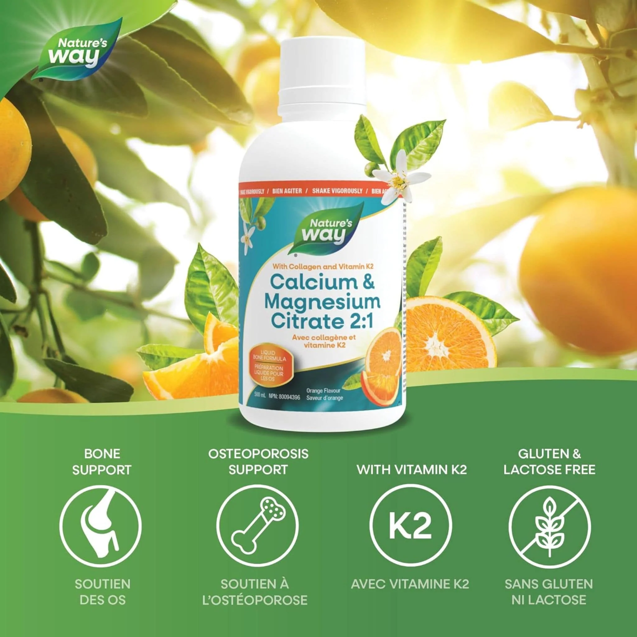 Nature's Way Calcium & Magnesium Citrate (2:1) with Vitamin K2 & Collagen, 500ml - Image 11