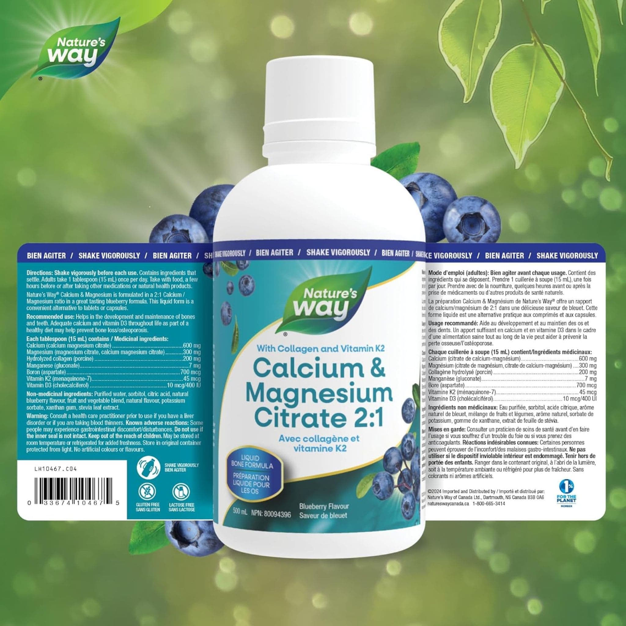 Nature's Way Calcium & Magnesium Citrate (2:1) with Vitamin K2 & Collagen, 500ml - Image 2
