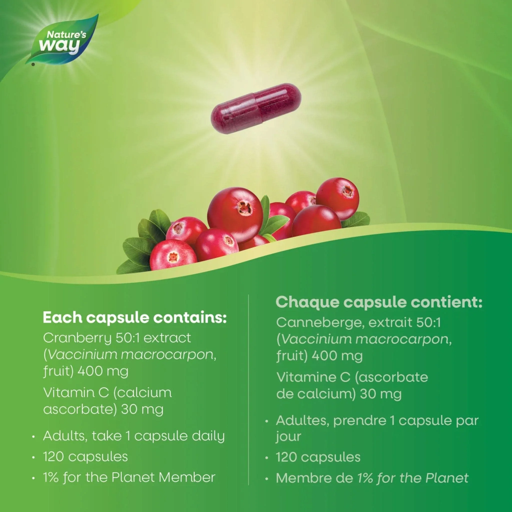 Nature's Way Cranberry Extract Capsules, Supports Urinary Health and Helps Prevent Recurrent UTIs, 120 Vegetable Capsules - Image 3