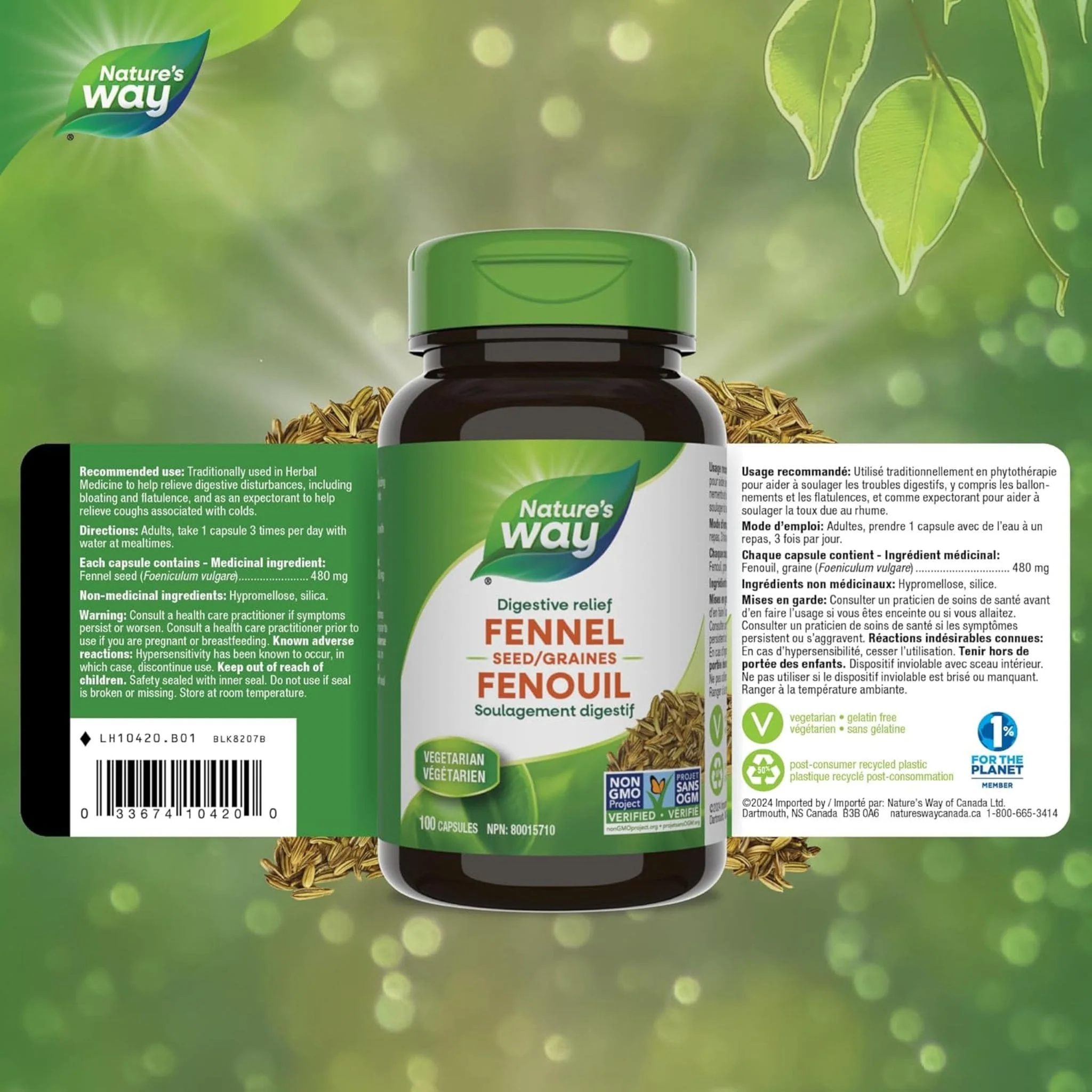 Nature's Way Fennel Seed, 100 Vegetable Capsules - Image 2