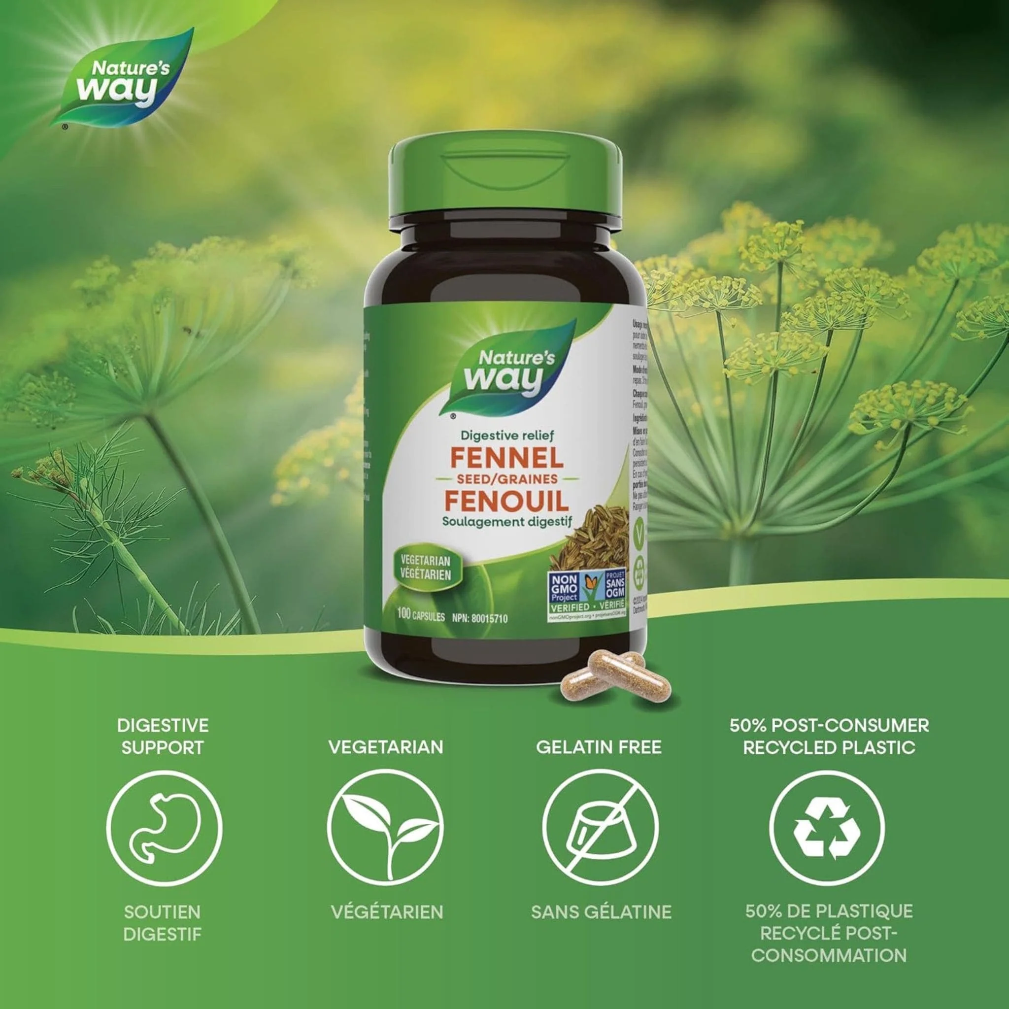 Nature's Way Fennel Seed, 100 Vegetable Capsules - Image 3