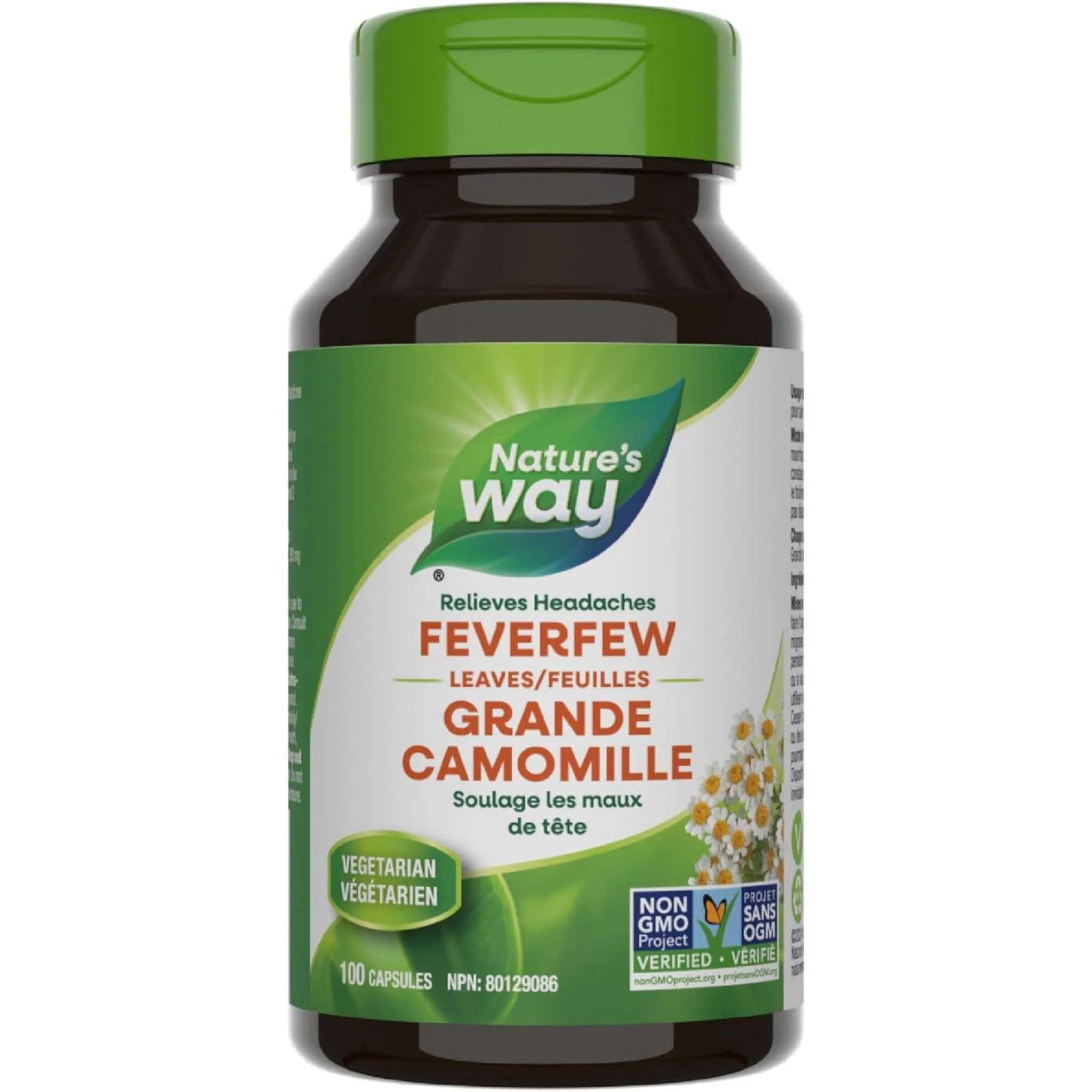 Nature's Way Feverfew Leaves 380mg, 100 Vegetable Capsules