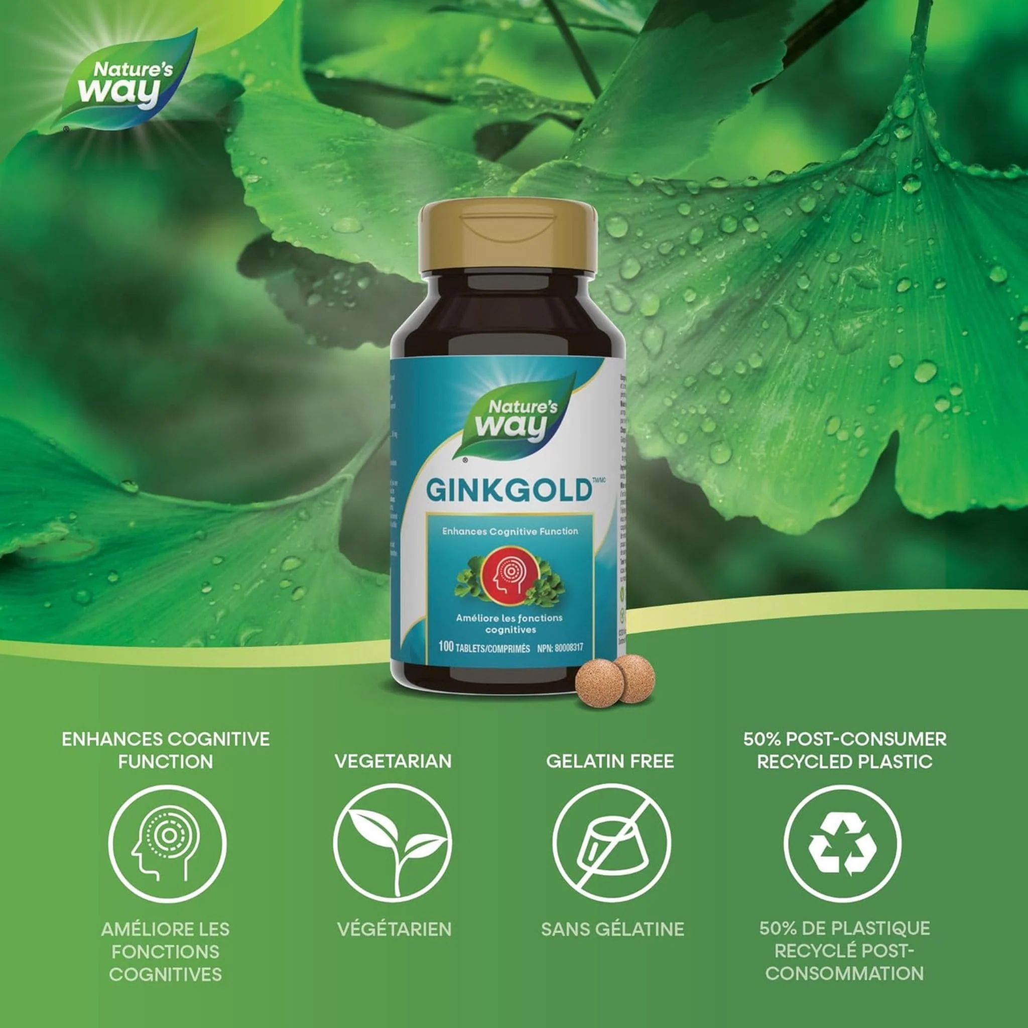 Nature's Way Ginkgold 60mg (For Improved Mental Sharpness), 100 Tablets - Image 3