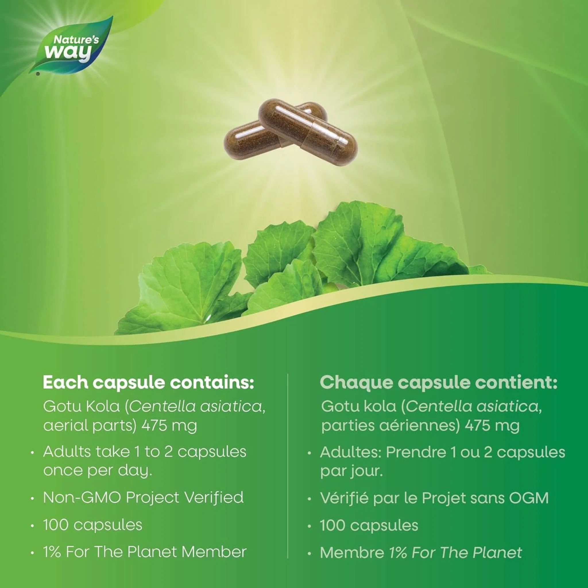 Nature's Way Gotu Kola 475mg Capsules - Image 5