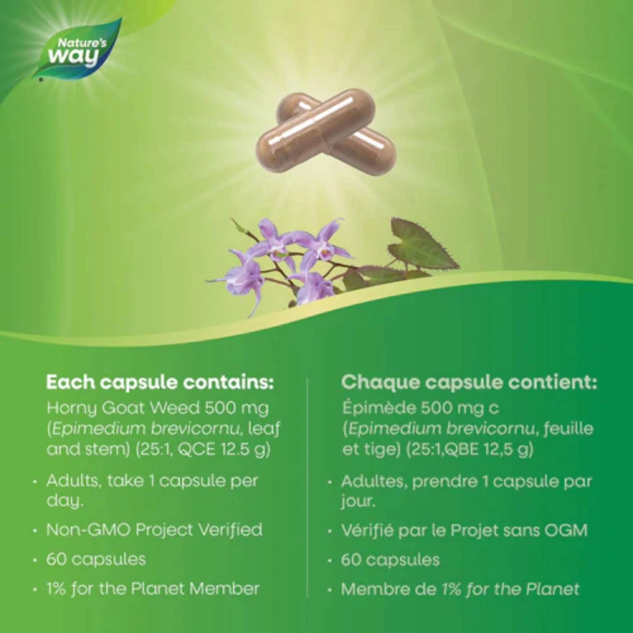 Nature's Way Horny Goat Weed Standardized Extract, 60 Vegetable Capsules - Image 4
