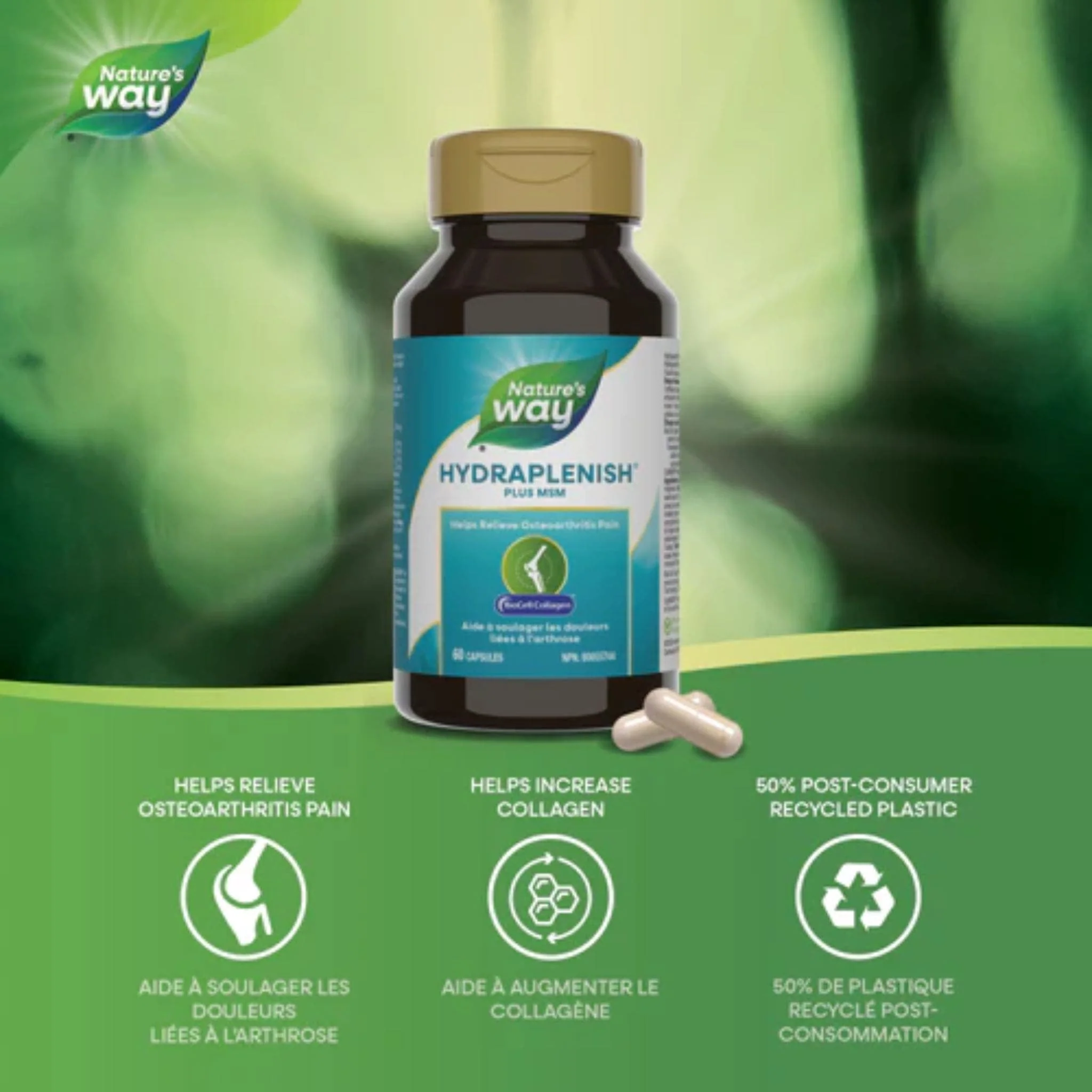 Nature's Way Hydraplenish with MSM & Hyaluronic Acid, 60 Vcaps - Image 2