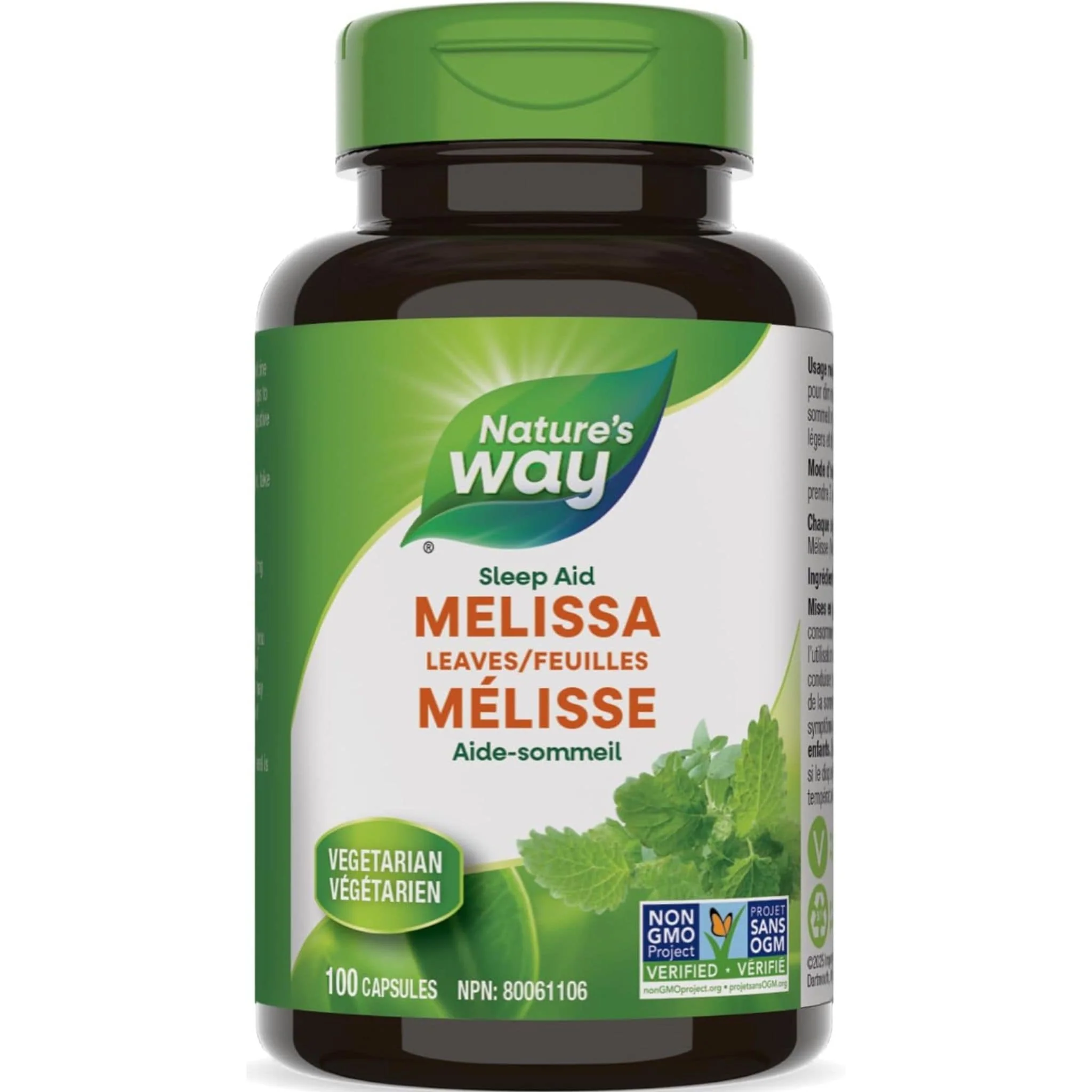 Nature's Way Melissa Leaves 500mg, Lemon Balm, 100 Vegetable Capsules