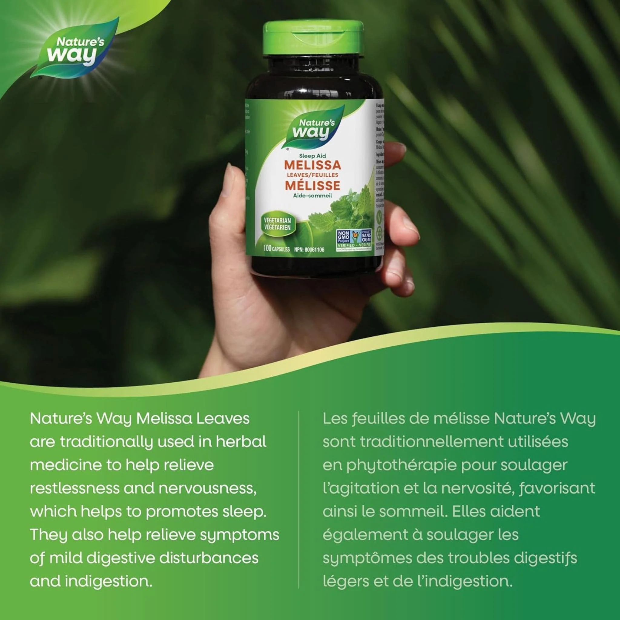 Nature's Way Melissa Leaves 500mg, Lemon Balm, 100 Vegetable Capsules - Image 4