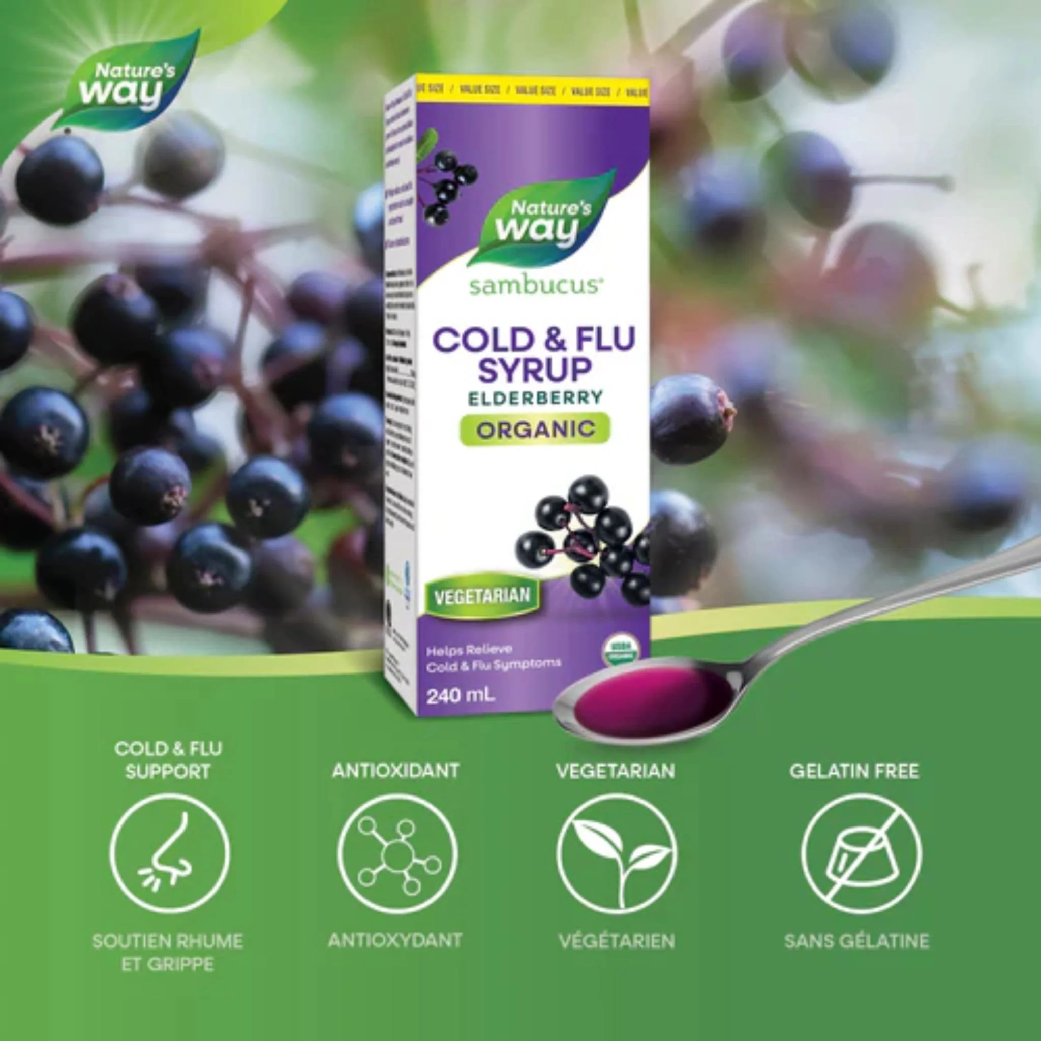 Nature's Way Organic Sambucus Syrup, Standardized Elderberry Syrup - Image 10