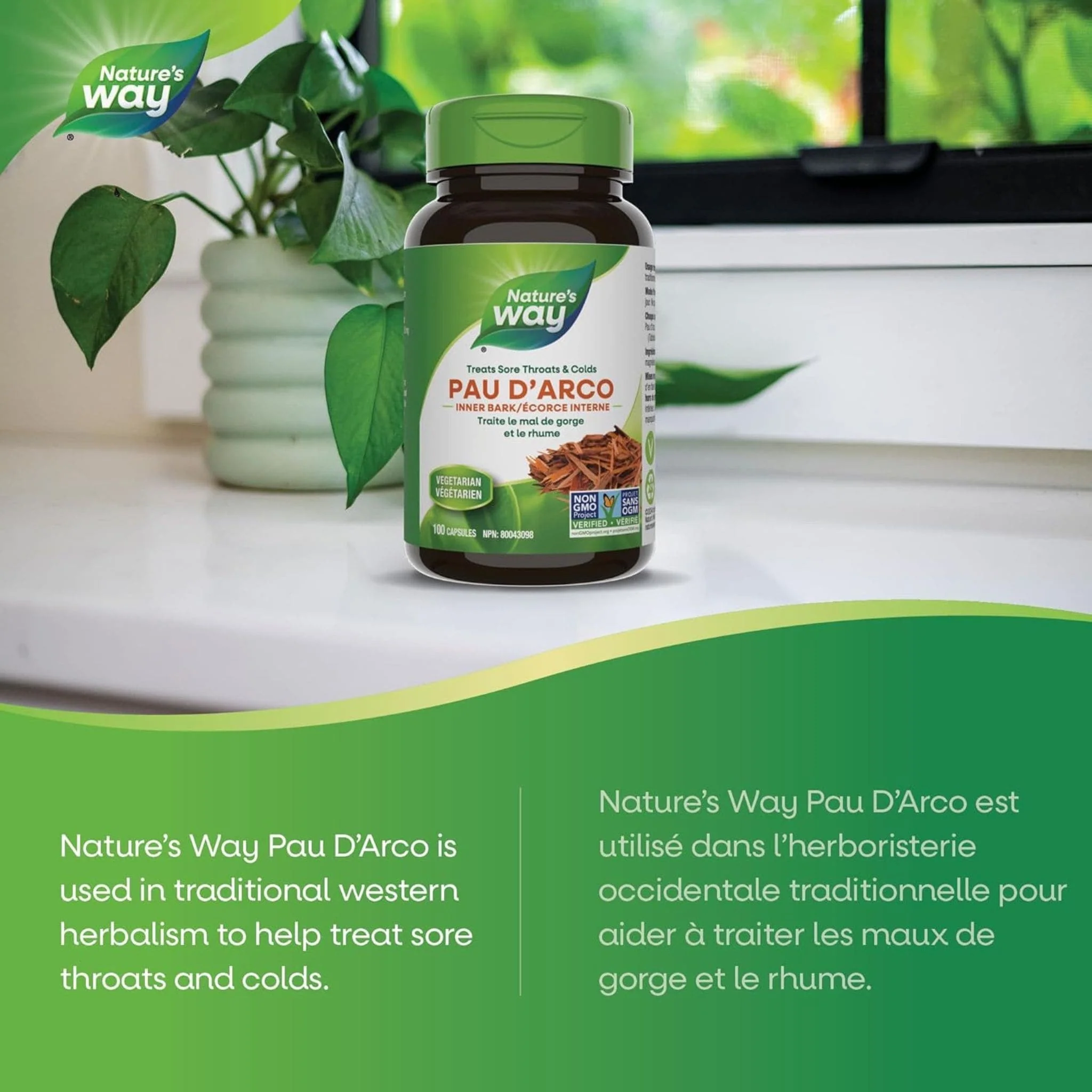 Nature's Way Pau d’Arco 545mg, Inner Bark (For Sore Throat and Colds) - Image 4