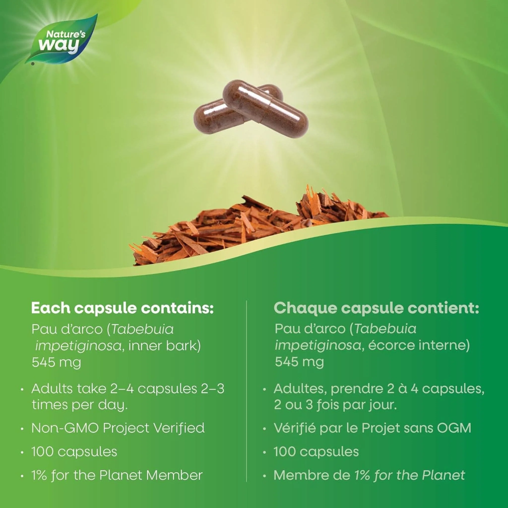 Nature's Way Pau d’Arco 545mg, Inner Bark (For Sore Throat and Colds) - Image 5