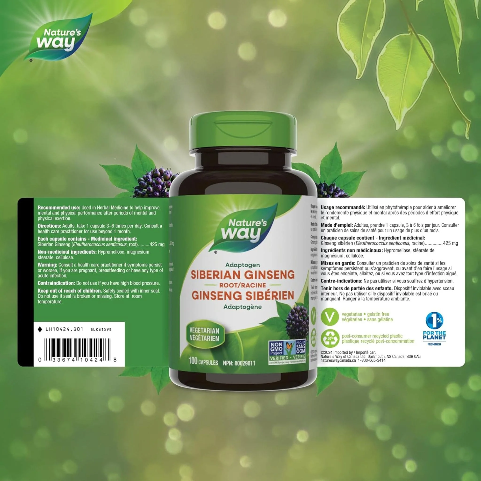 Nature's Way Siberian Ginseng Root, 100 Vegetable Capsules - Image 2