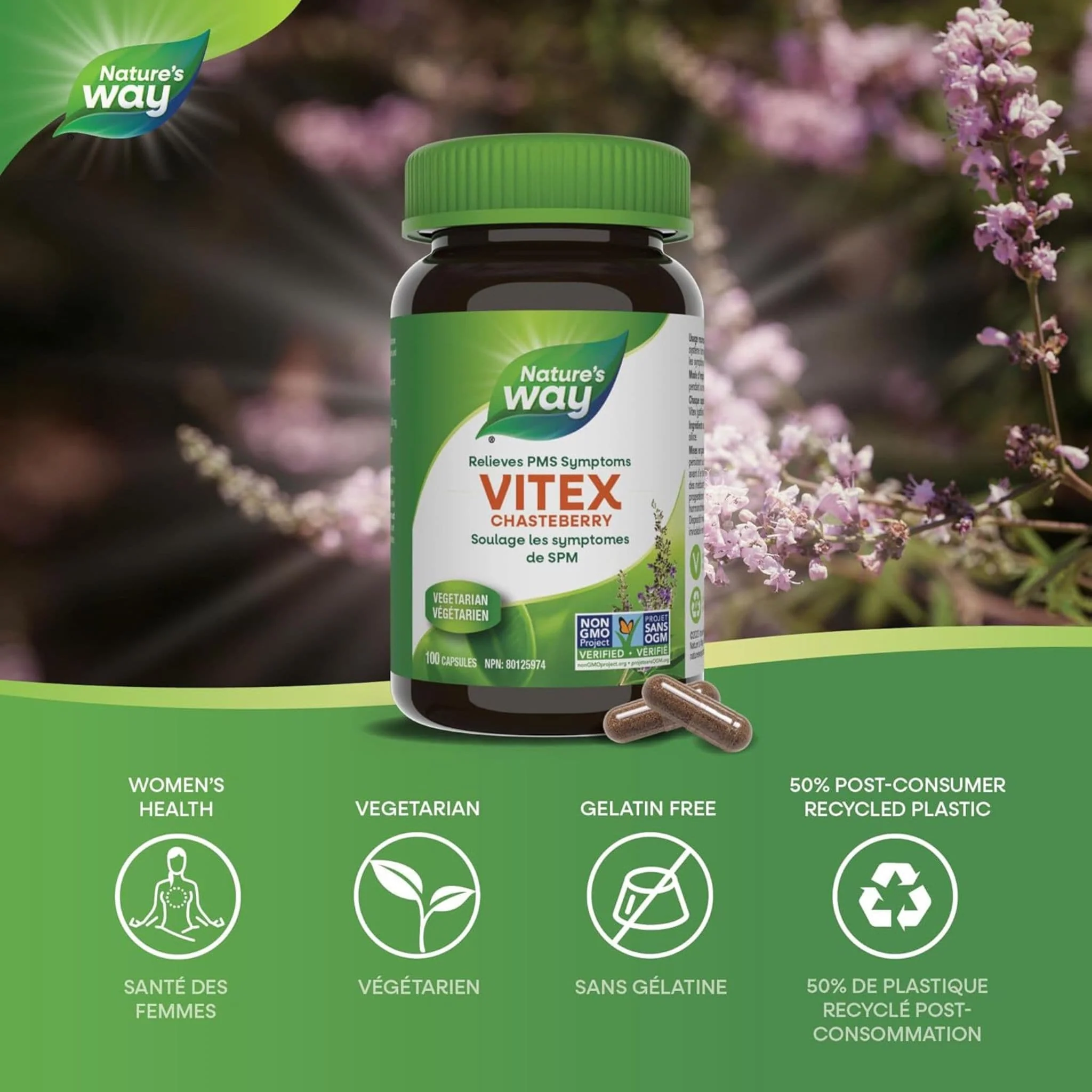 Nature's Way Vitex 400mg, Chaste Tree 400mg Capsules - Image 3