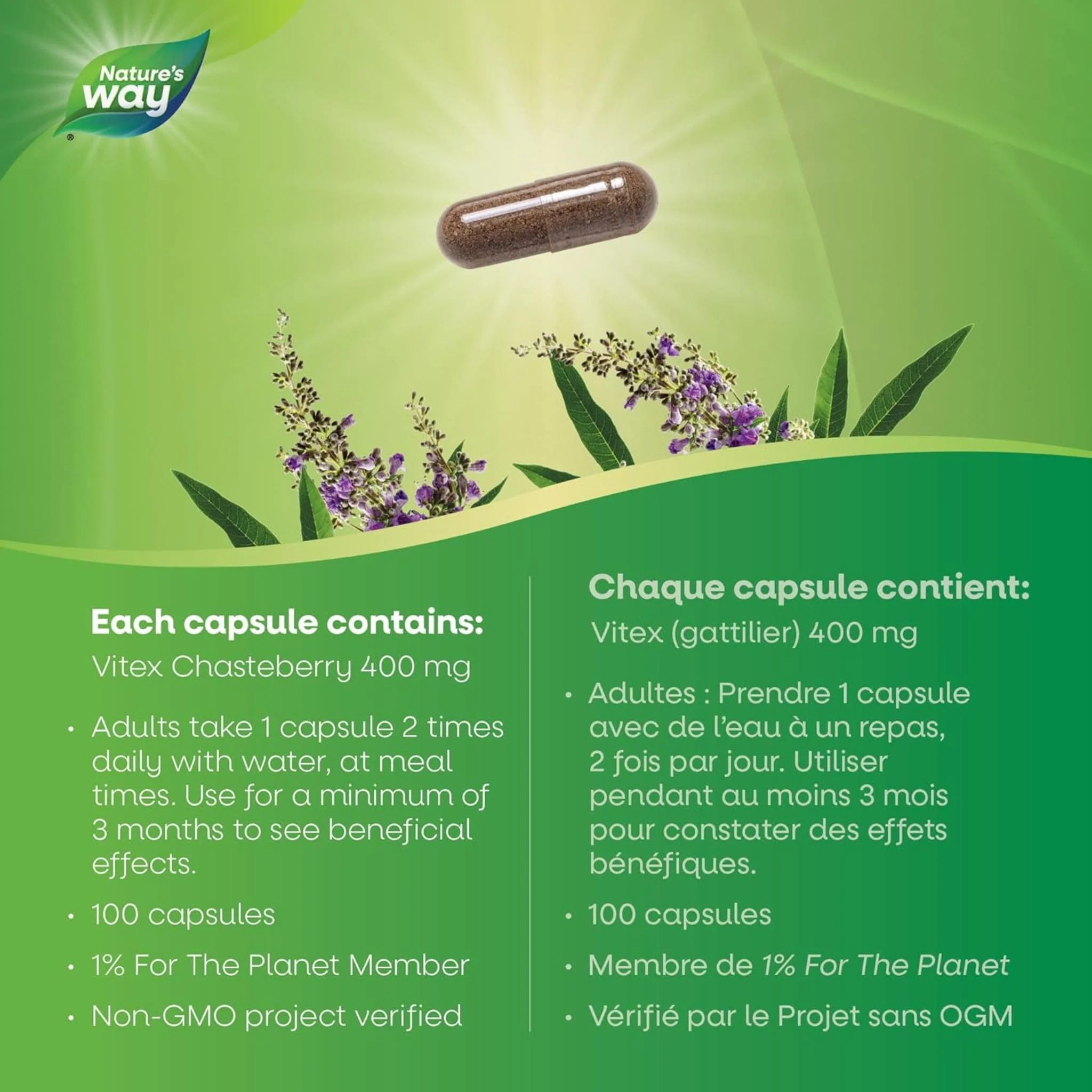 Nature's Way Vitex 400mg, Chaste Tree 400mg Capsules - Image 5