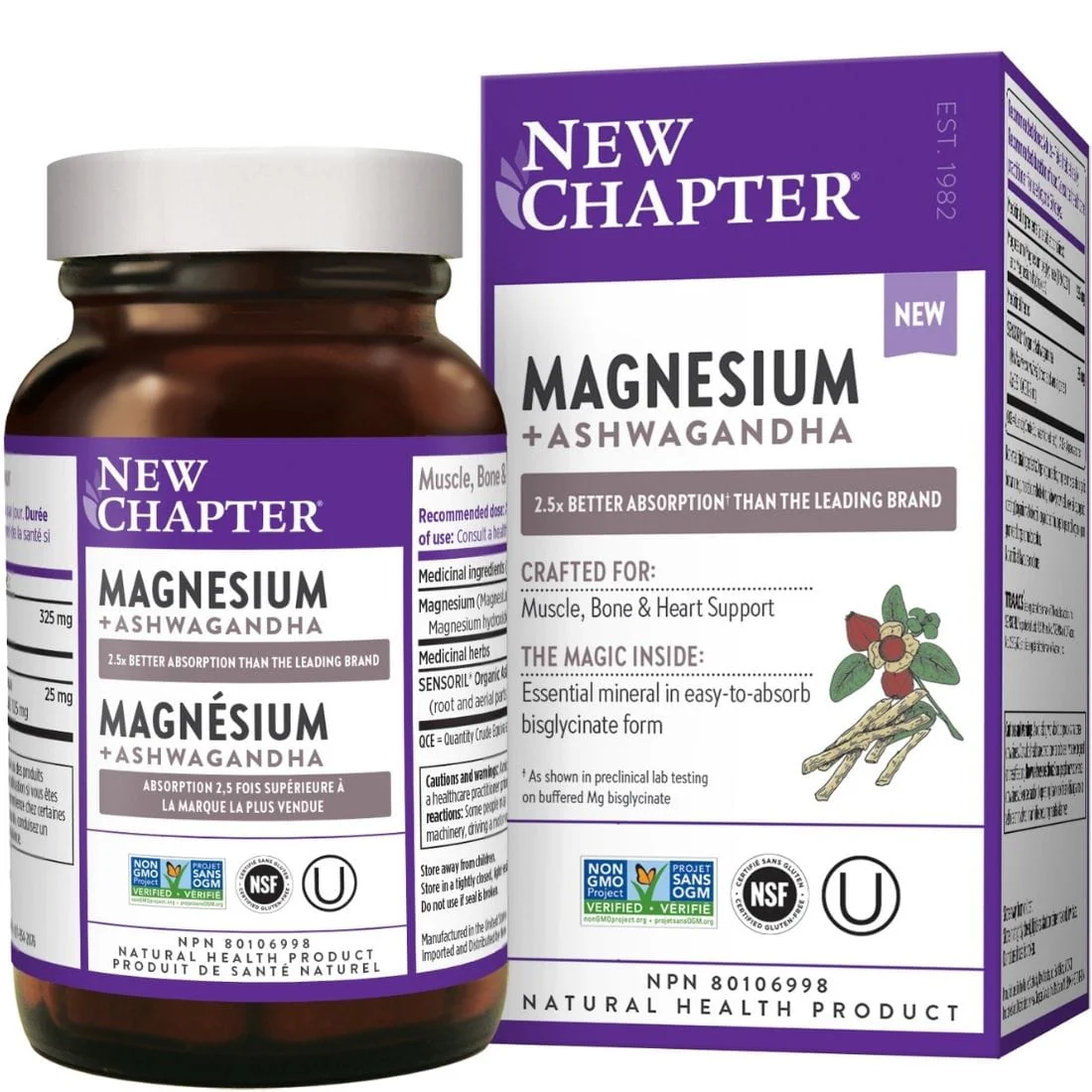 New Chapter Magnesium + Ashwagandha, 30 Tablets