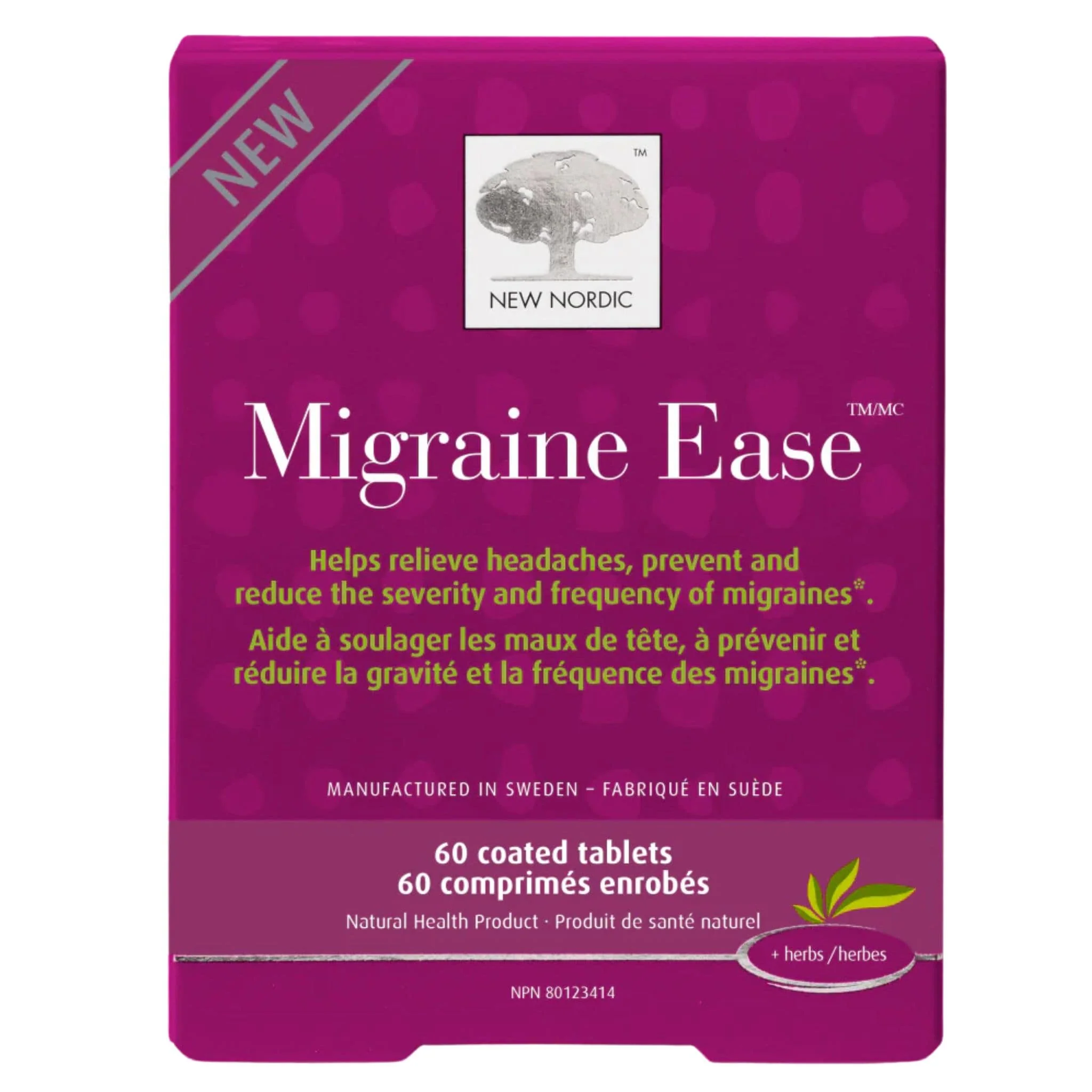 New Nordic Migraine Ease, Helps Reduce Severity and Frequency of Migraines, 60 Coated Tablets
