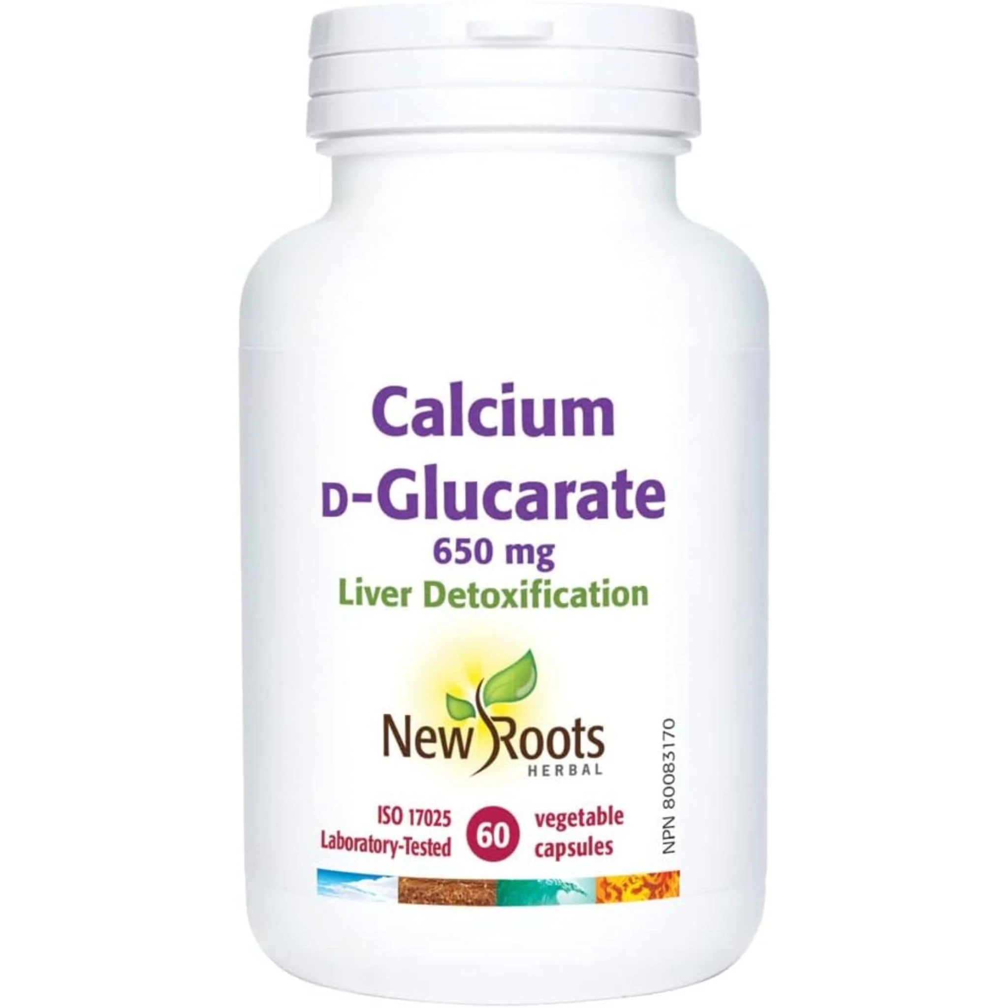 New Roots Calcium D-Glucarate 650mg, Supports Liver Detox and Toxin Elimination, 60 Capsules