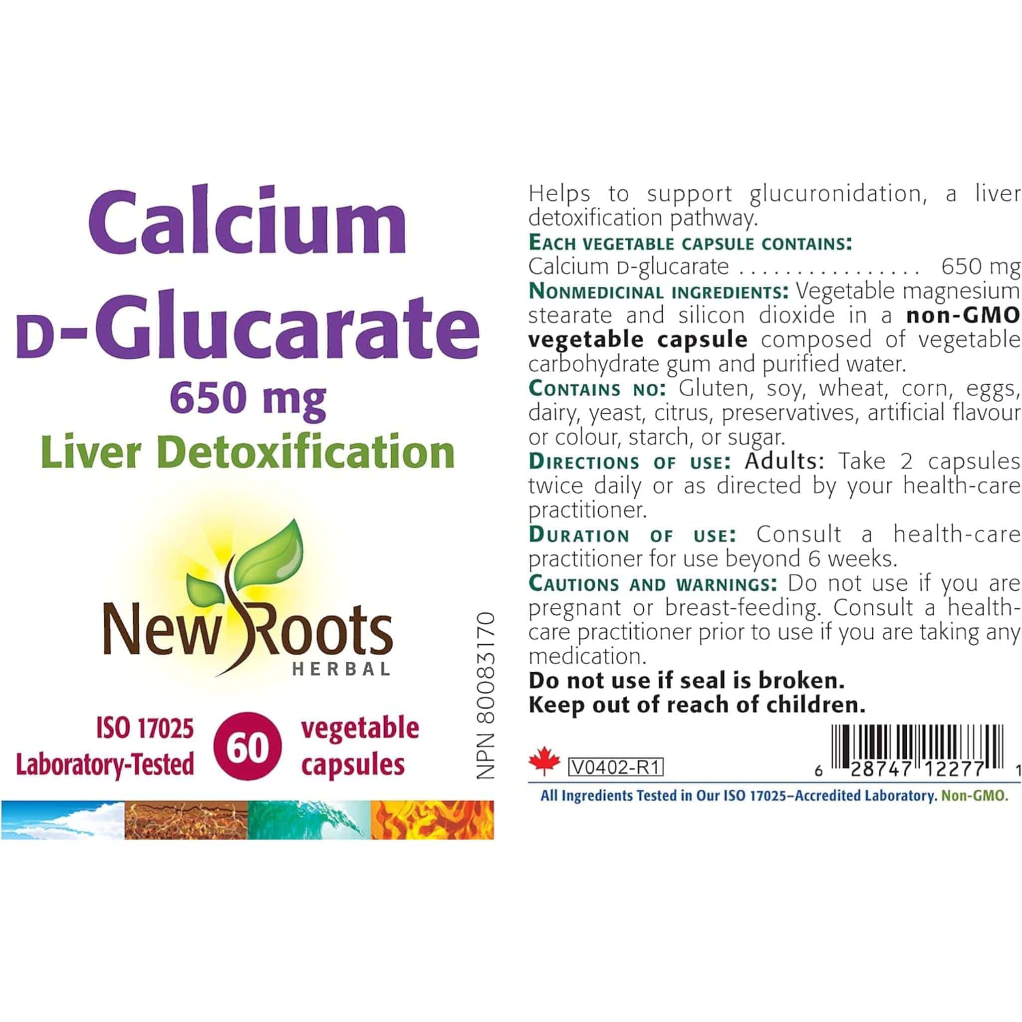 New Roots Calcium D-Glucarate 650mg, Supports Liver Detox and Toxin Elimination, 60 Capsules - Image 3