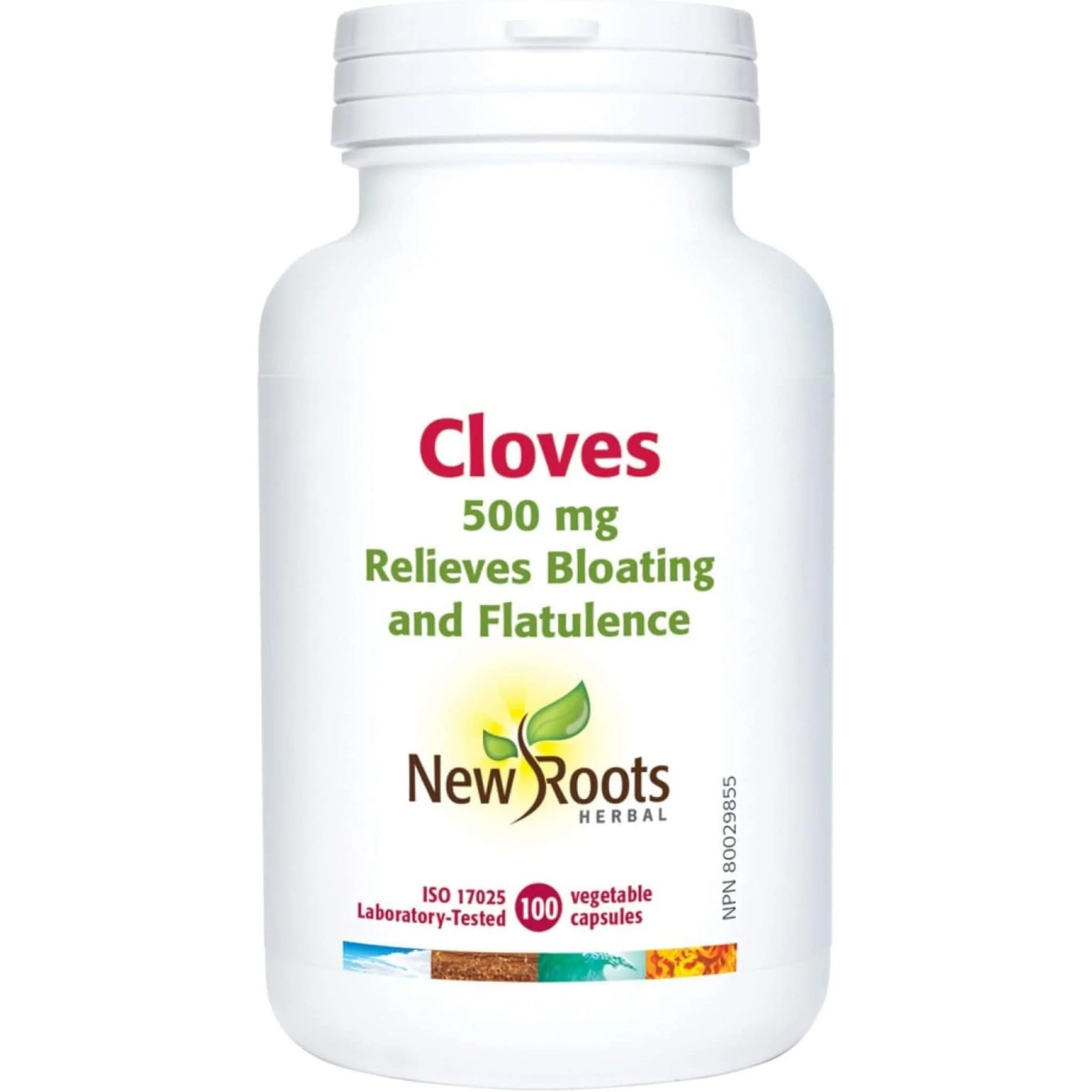 New Roots Cloves 500mg, High-Potency Clove Extract for Bloating, Gas and Digestive Support, 100 Capsules