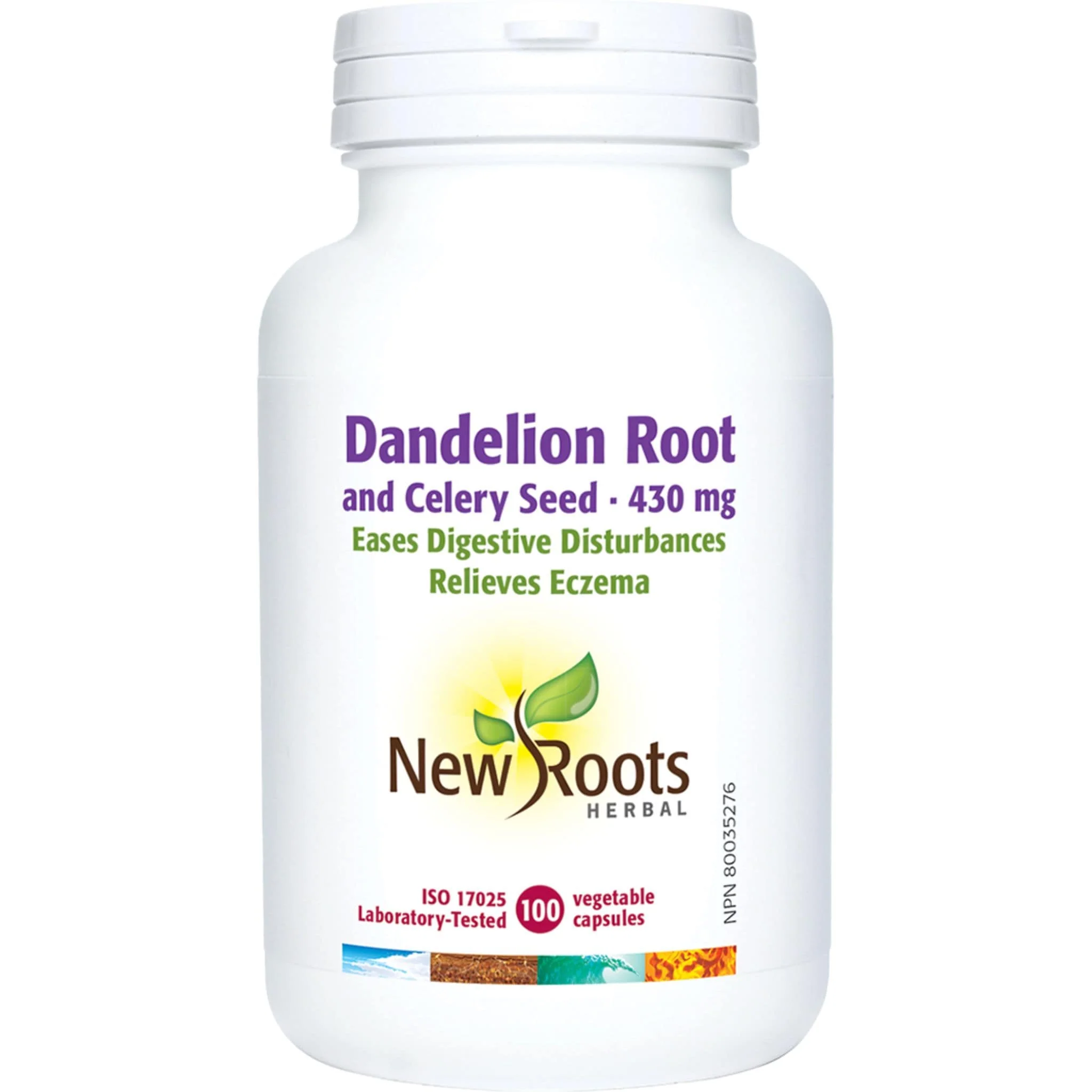 New Roots Dandelion Root and Celery Seed 430mg, Supports Digestion, Detox and Skin Health, 100 Vegetable Capsules