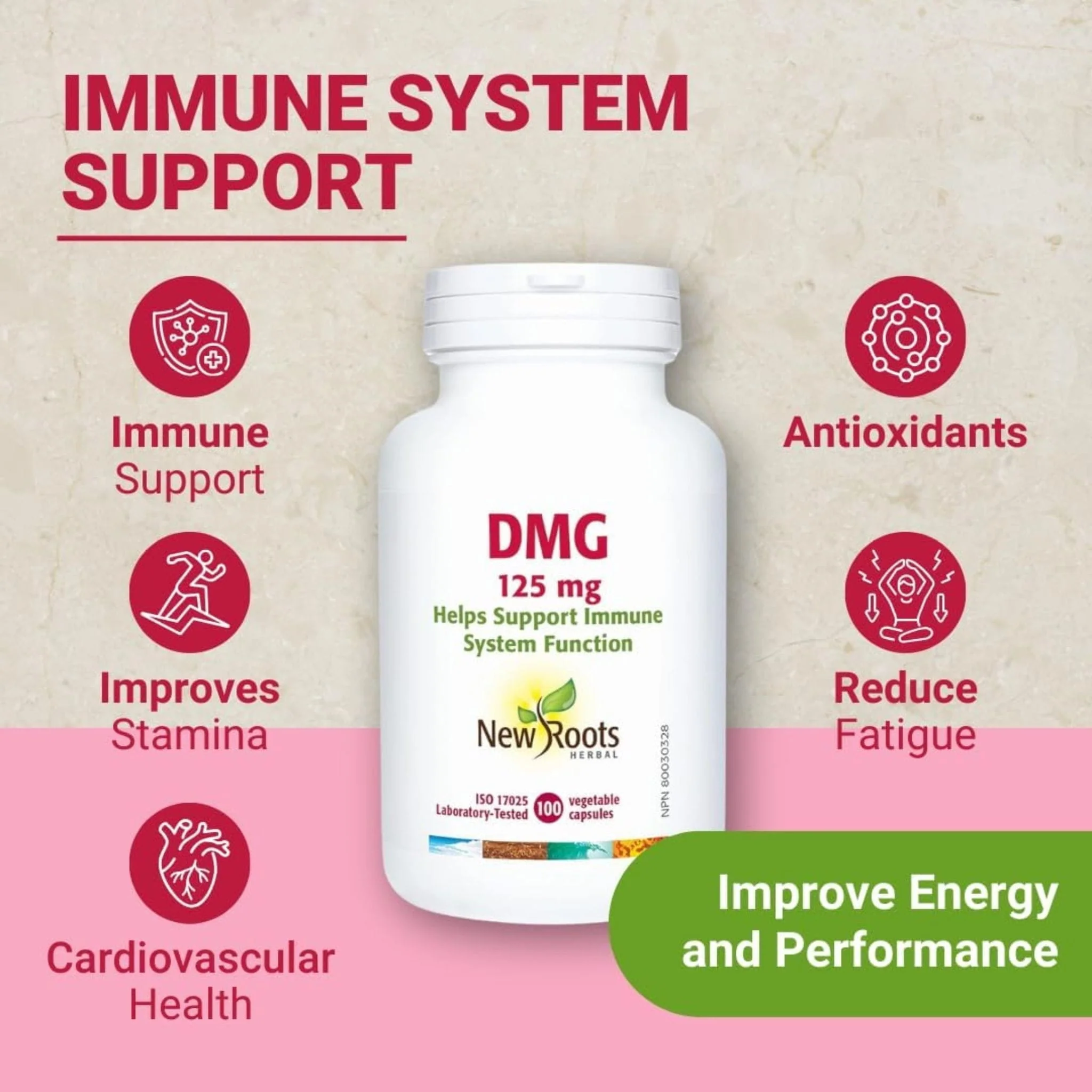 New Roots DMG 125mg, Dimethylglycine for Immune Support, Glycine for Muscle Recovery and Protein Synthesis, 100 Vegetable Capsules - Image 3