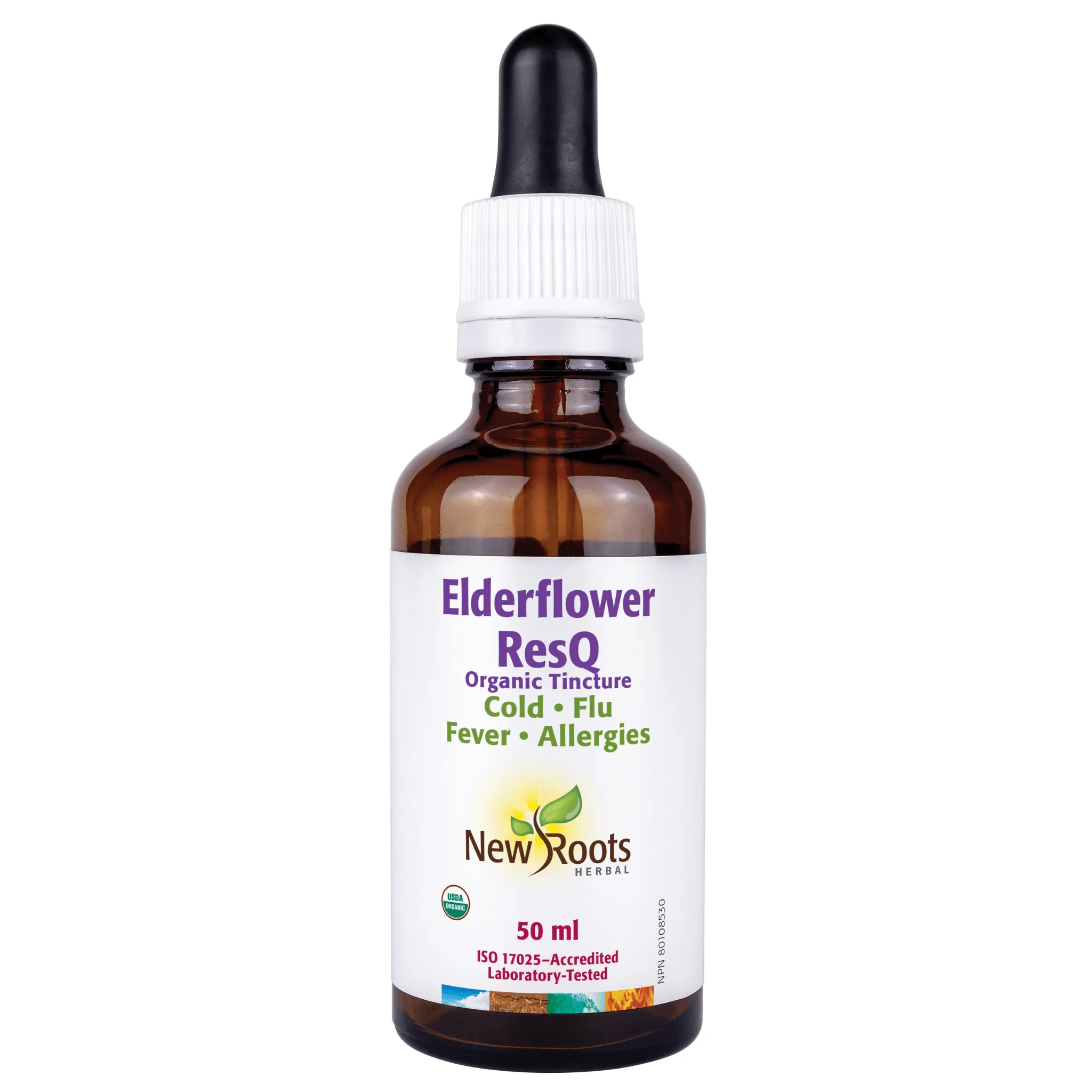 New Roots Elderflower RESQ, Cold, Flu, Fever and Allergies, 50-95ml
