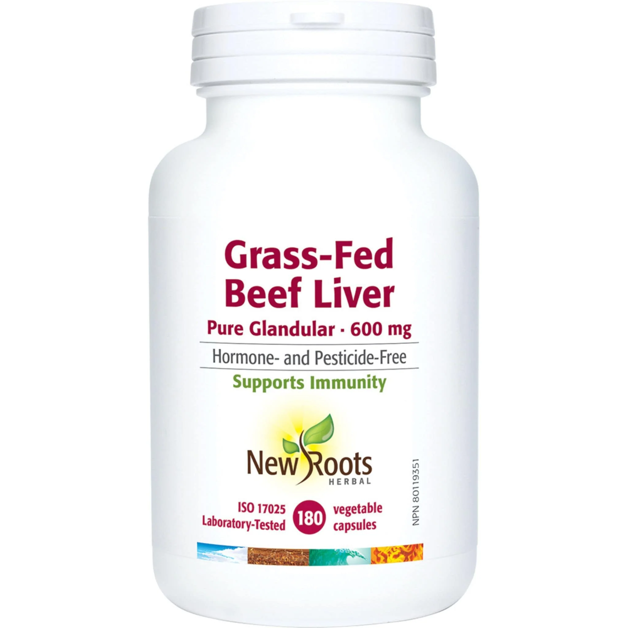 New Roots Grass-Fed Beef Liver Raw Glandular 600mg Capsules, 30-180 Vegetable Capsules - Image 3