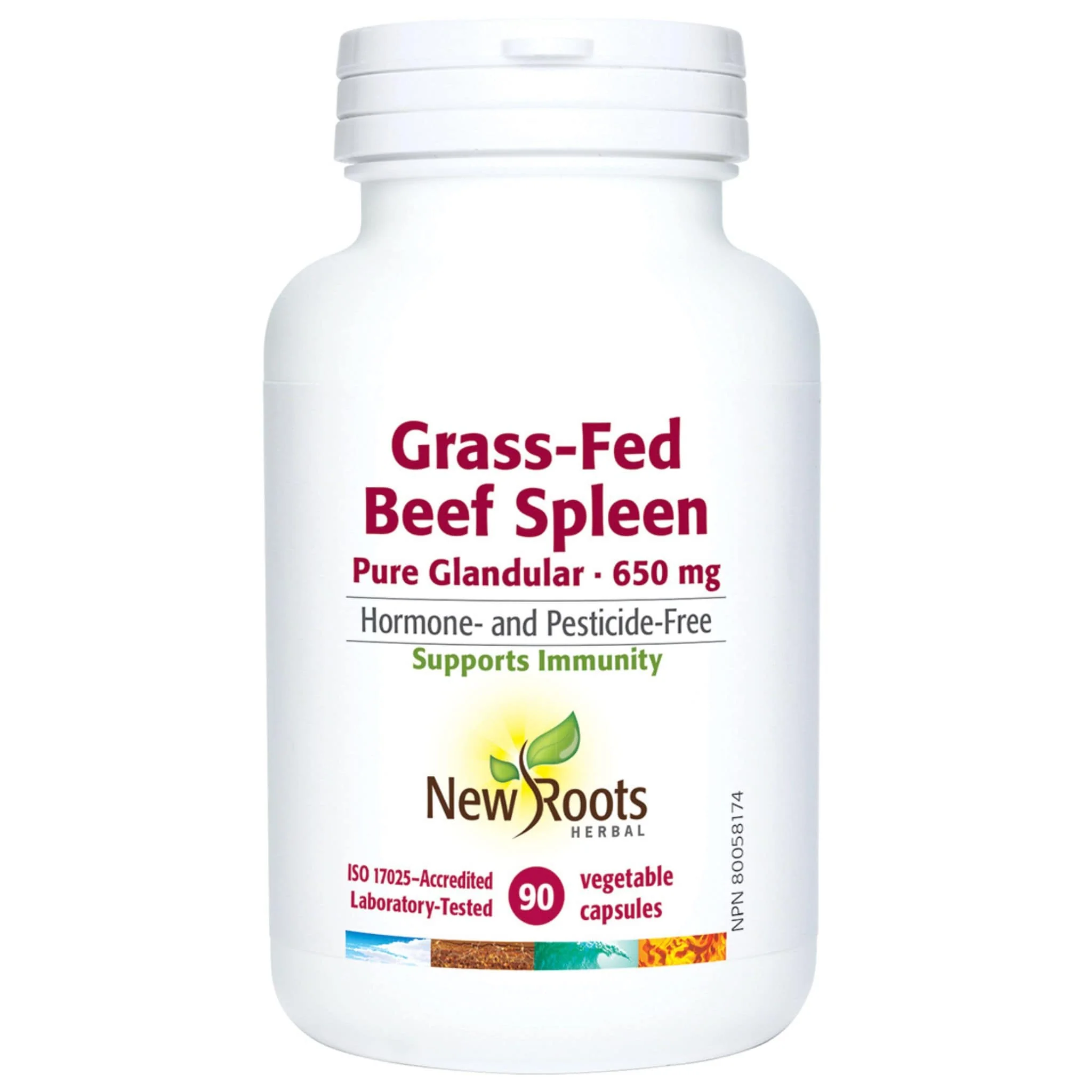 New Roots Grass Fed Beef Spleen 650mg, Raw Glandular, 30-90 Vegetable Capsules - Image 2