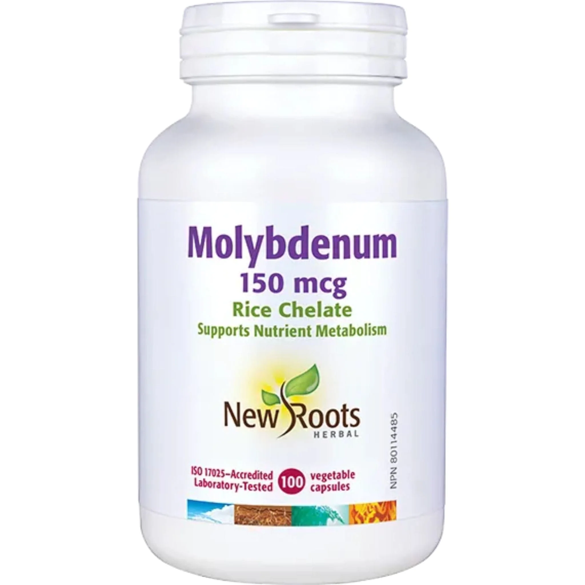 New Roots Molybdenum 150mcg, Rice Chelate, Supports Nutrient and Protein Metabolism, 100 Vegetable Capsules