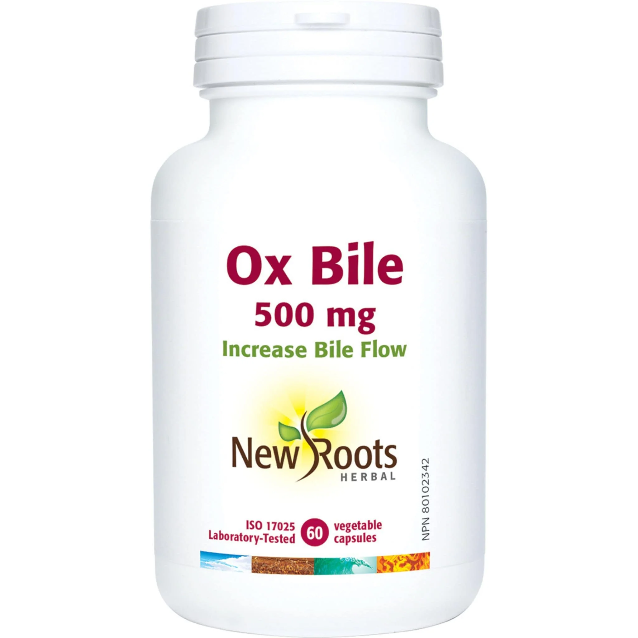 New Roots Ox Bile 500mg, Increase Bile Flow and Aid Digestion, 60 Capsules