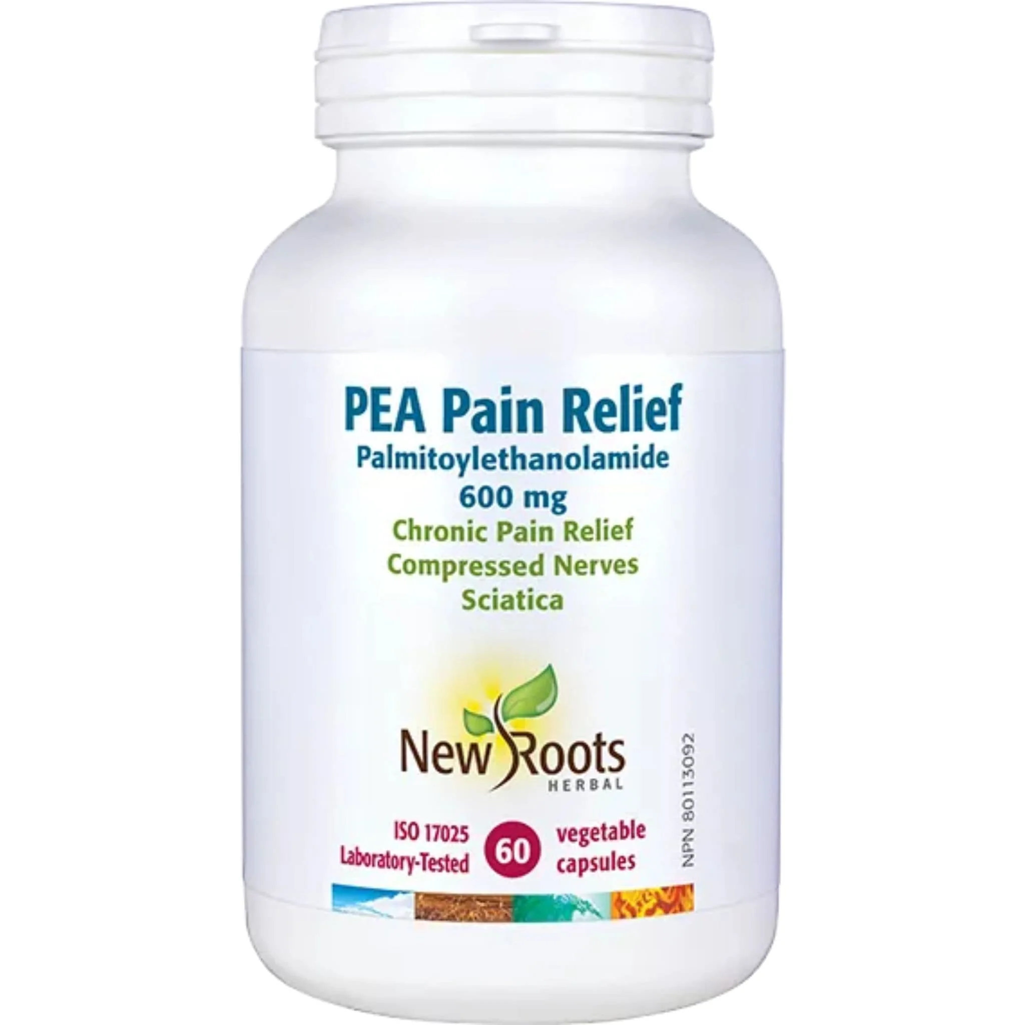 New Roots PEA 600mg, Natural Anti-Inflammatory and Chronic Pain Relief, 60 Capsules