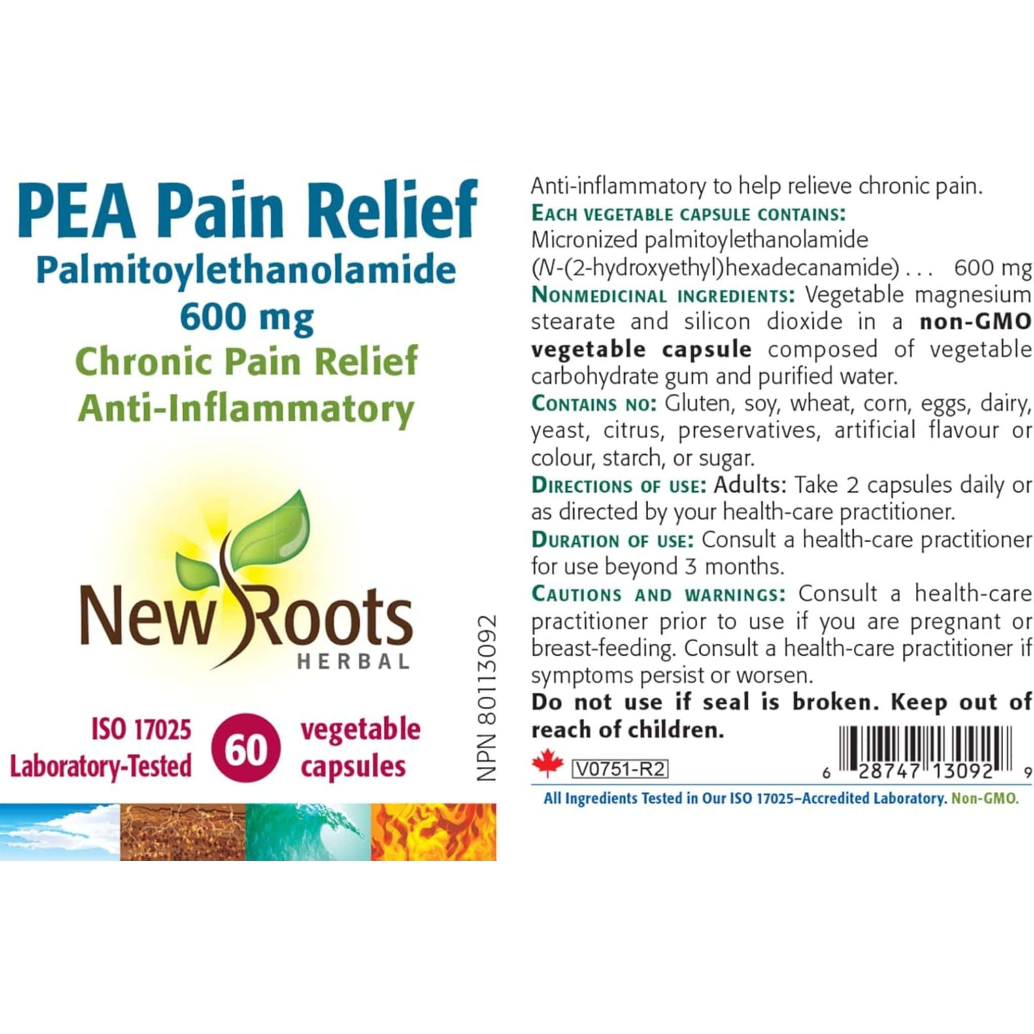 New Roots PEA 600mg, Natural Anti-Inflammatory and Chronic Pain Relief, 60 Capsules - Image 3