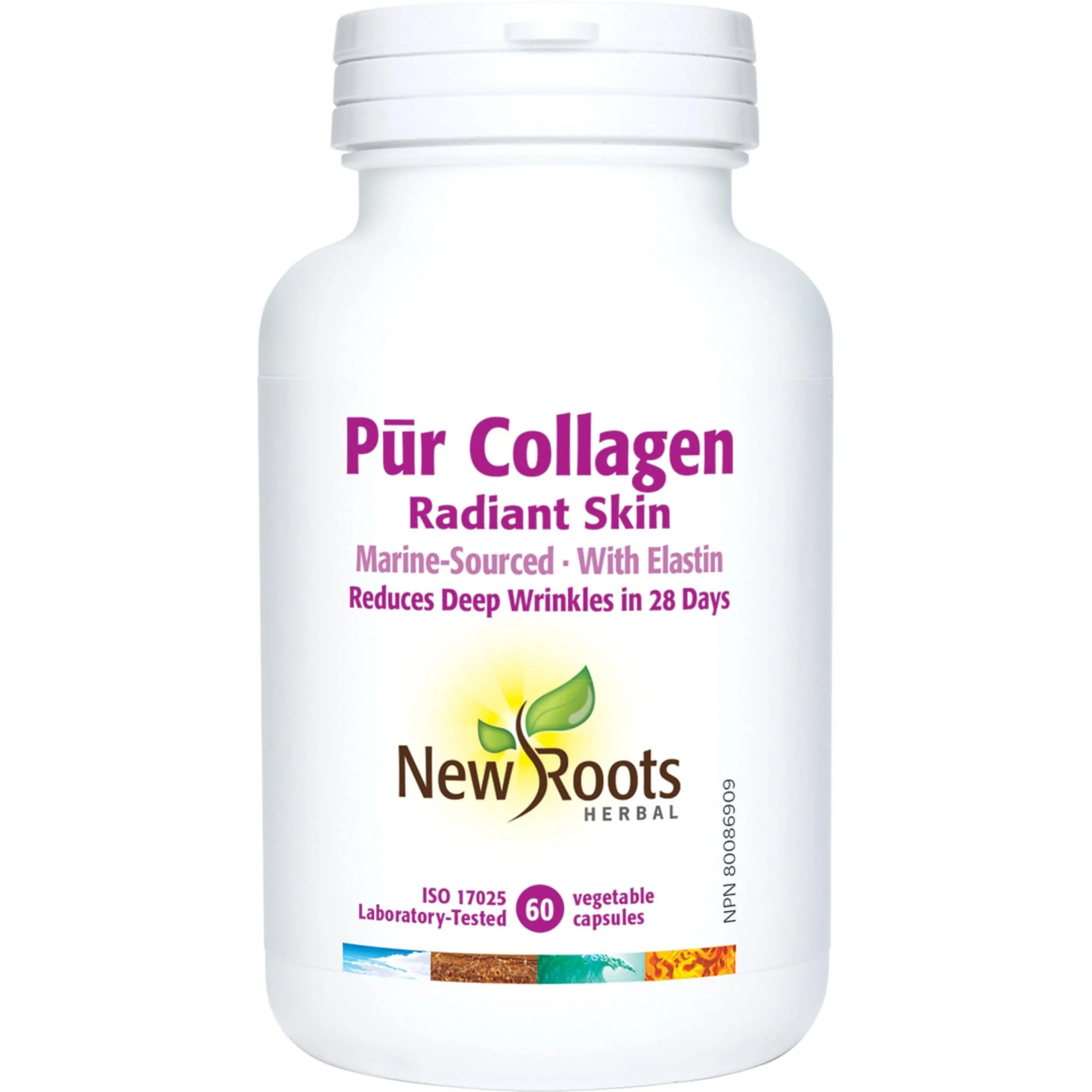 New Roots PUR Collagen Radiant Skin, Marine Sourced (Reduces Deep Wrinkles in 28 Days)