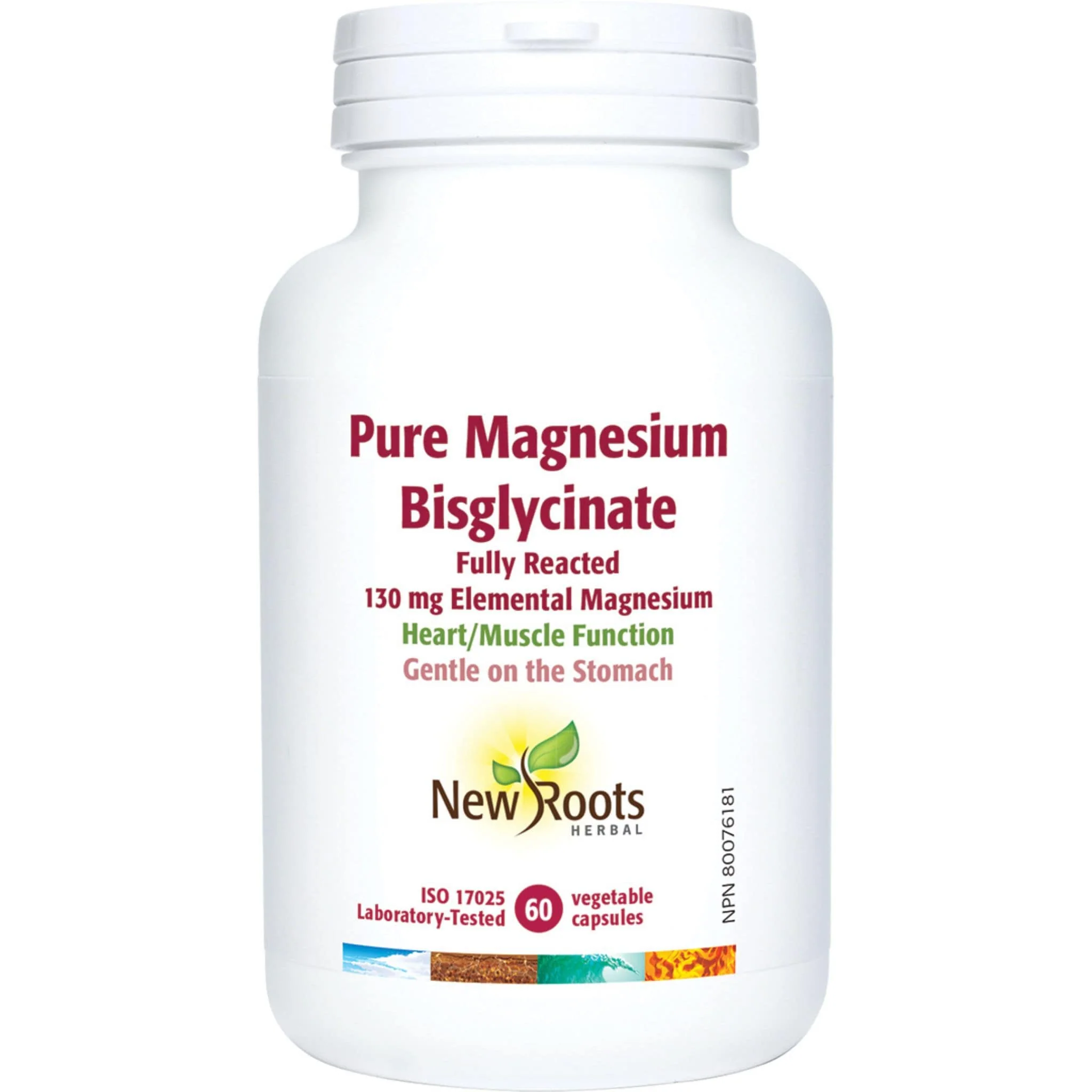 New Roots Pure Magnesium Bisglycinate 130mg Capsules