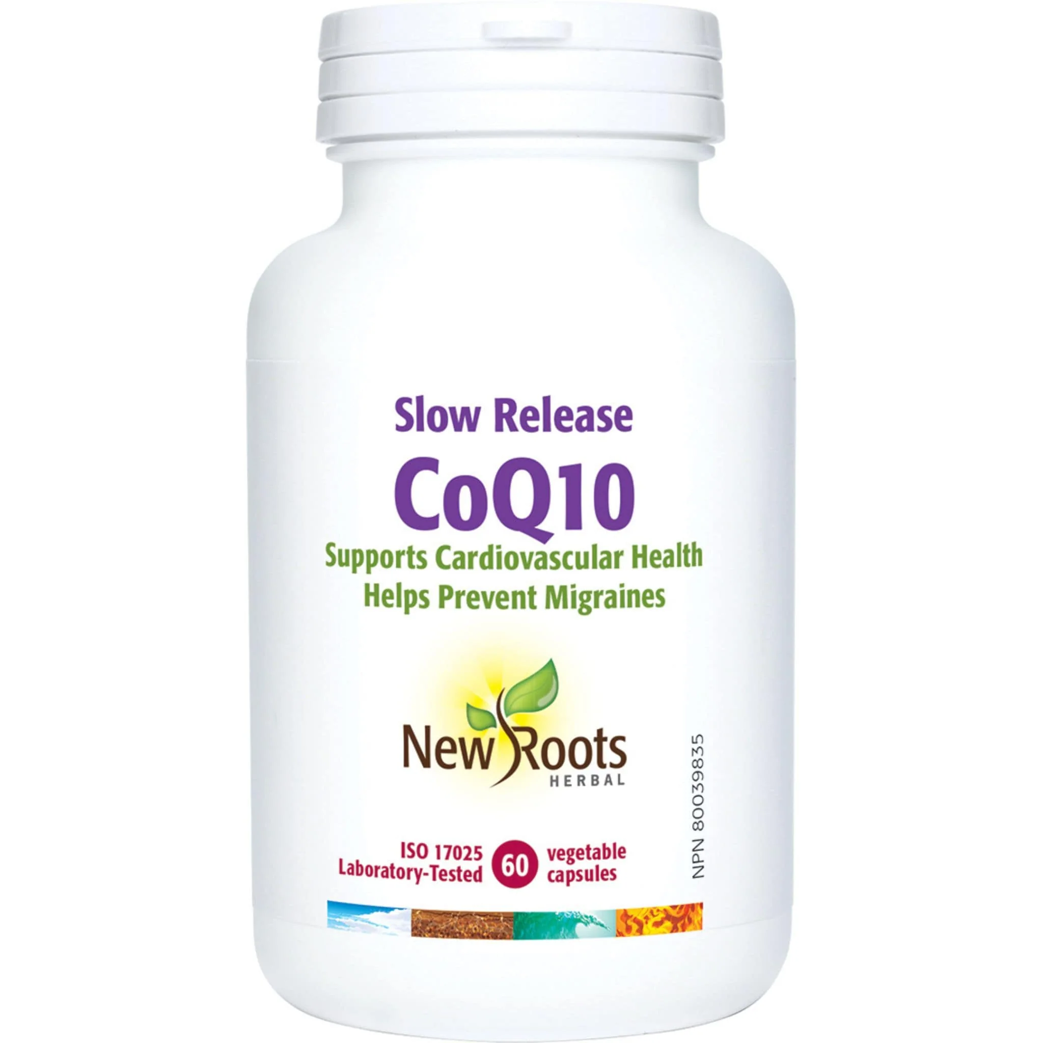 New Roots Slow Release CoQ10 100mg, Helps prevent migraines, 60 Capsules