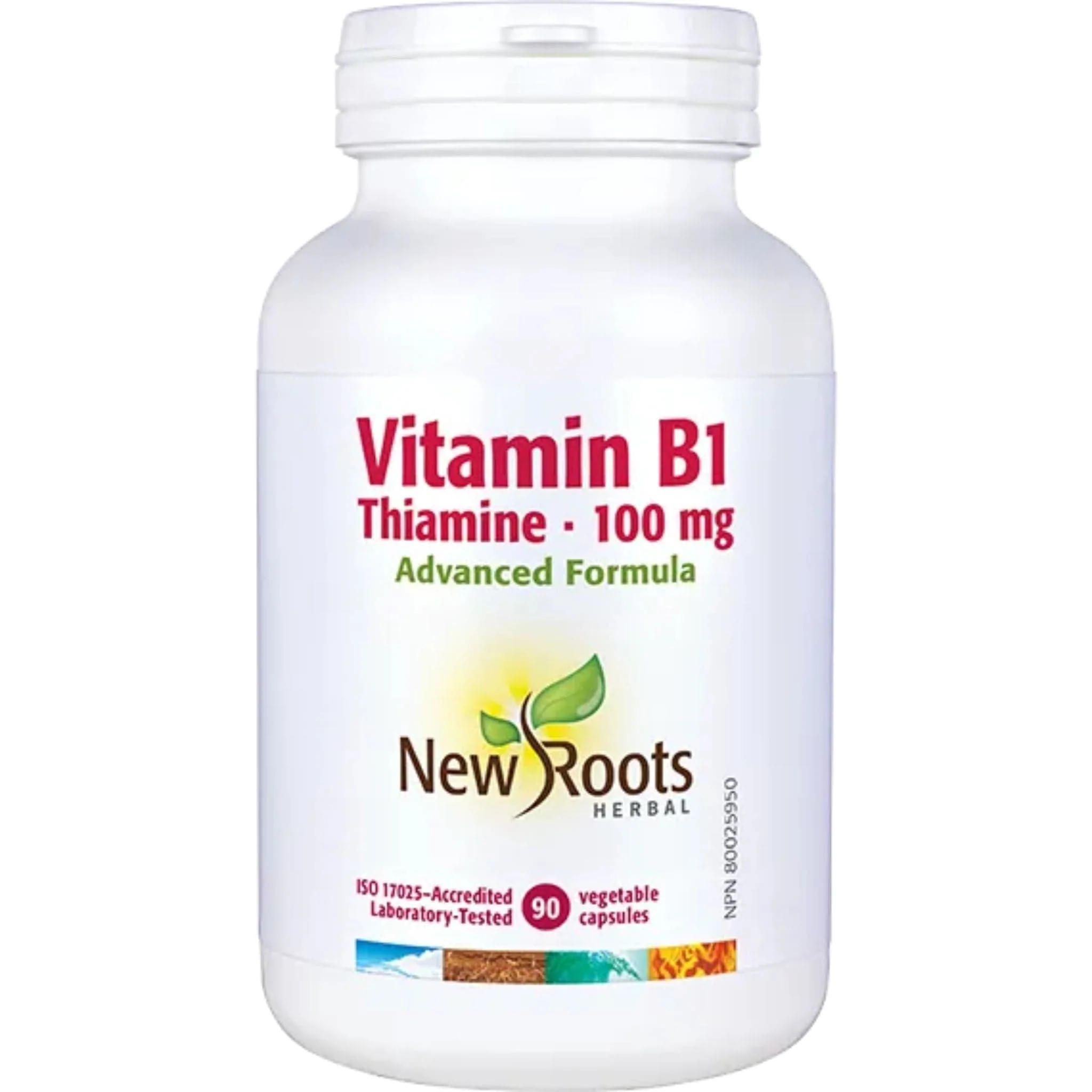 New Roots Vitamin B1 Thiamine 100mg, Supports Energy Production, Nervous System Health & Carbohydrate Metabolism. 90 Vegetable Capsules