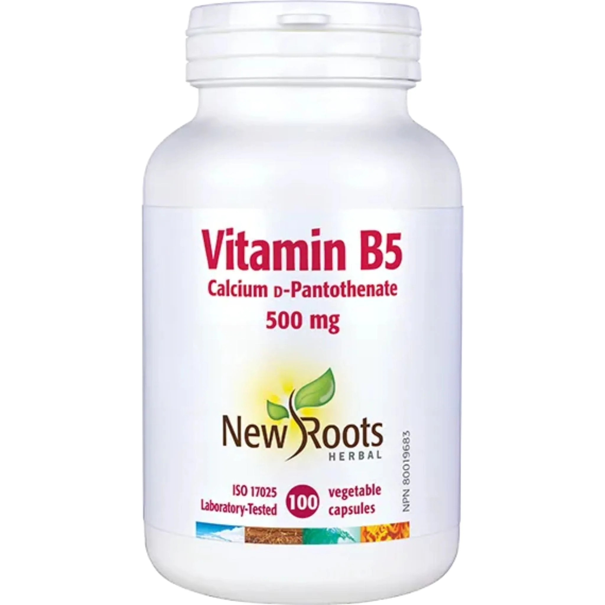 New Roots Vitamin B5 500mg, Calcium D-Pantothenate, Supports Energy Metabolism, Adrenal Function and Tissue Health,100 Vegetable Capsules