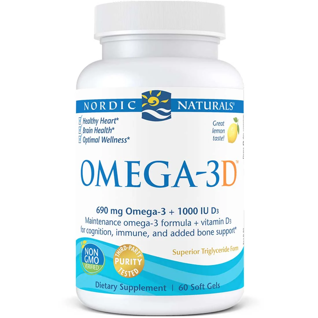 Nordic Naturals Omega 3D, 60 Softgels - Image 2