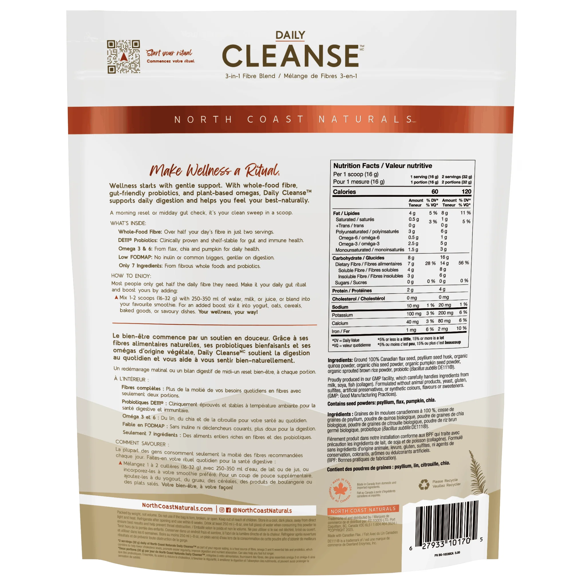 North Coast Naturals Ultimate Daily Cleanse Powder, Low FODMAP (Fibre + Omegas + Prebiotics) - Image 4