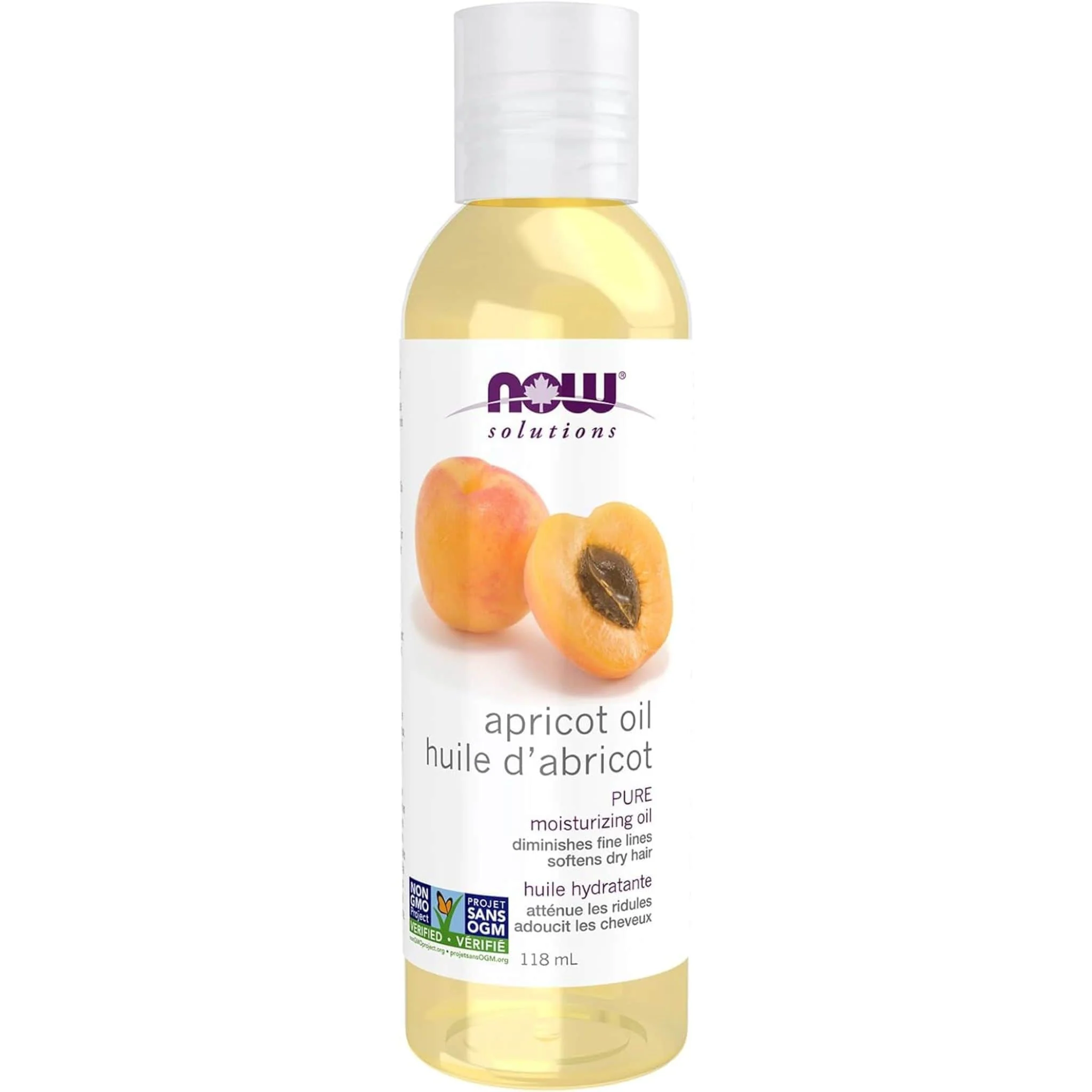 NOW Apricot Oil, 100% Pure Apricot Kernel Oil Moisturizing Oil, Softens Fine Lines, Treats Dry Hair - Image 2
