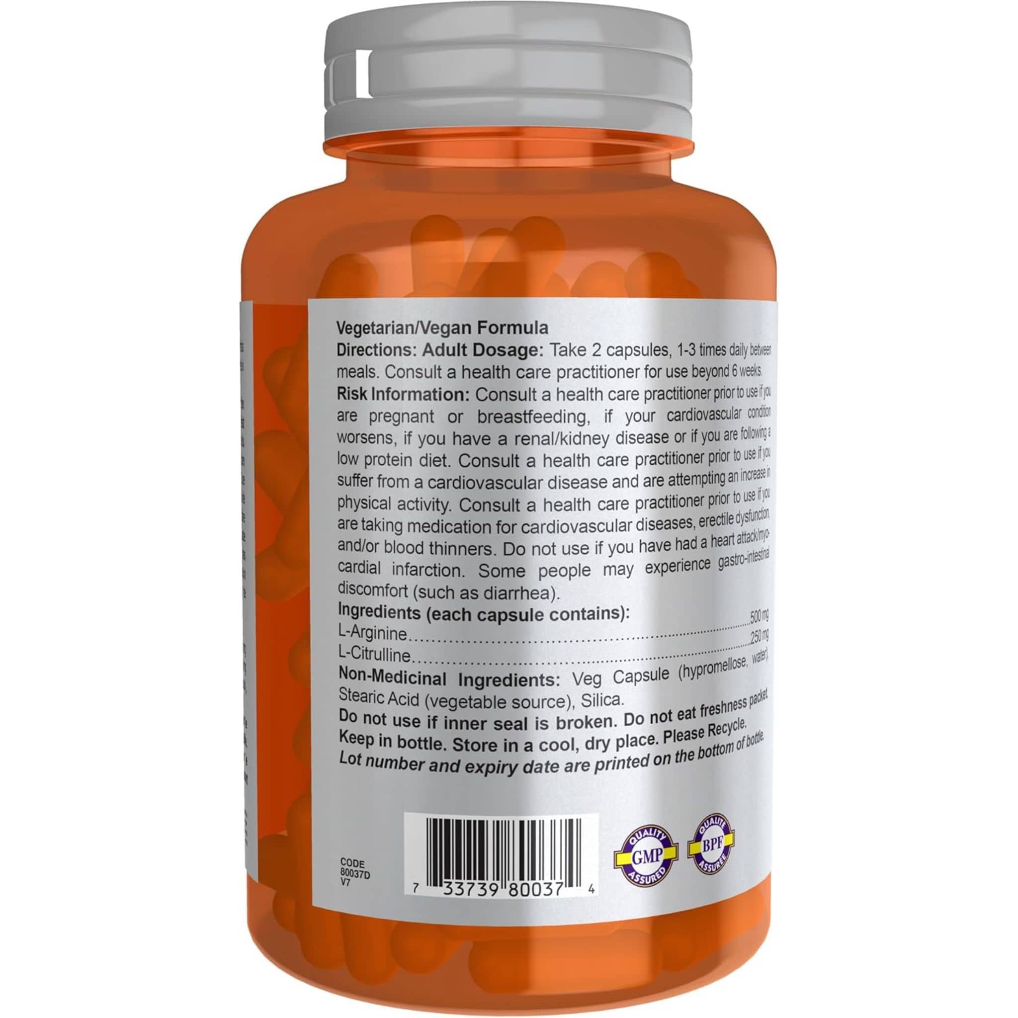 NOW Arginine & Citrulline 500/250, 120 Capsules - Image 4
