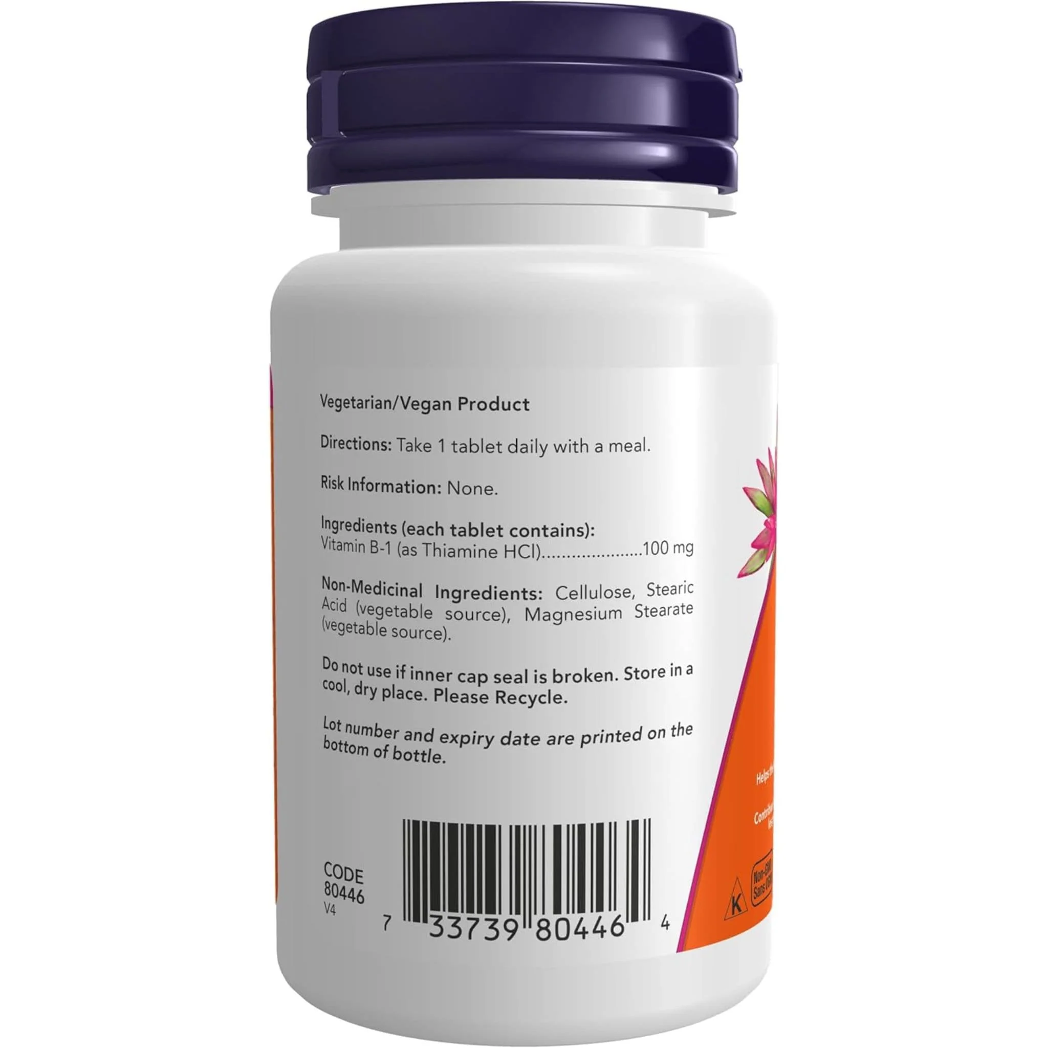 NOW B1 100mg Thiamine, 100 Tablets - Image 4