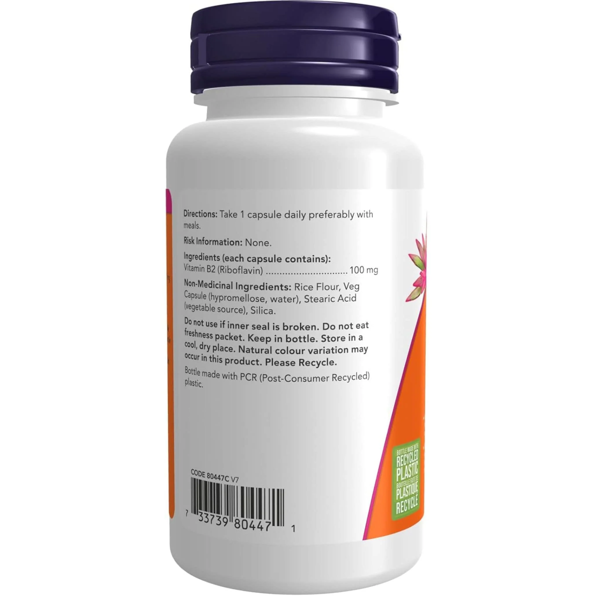NOW B2 100mg, 100 Capsules - Image 3