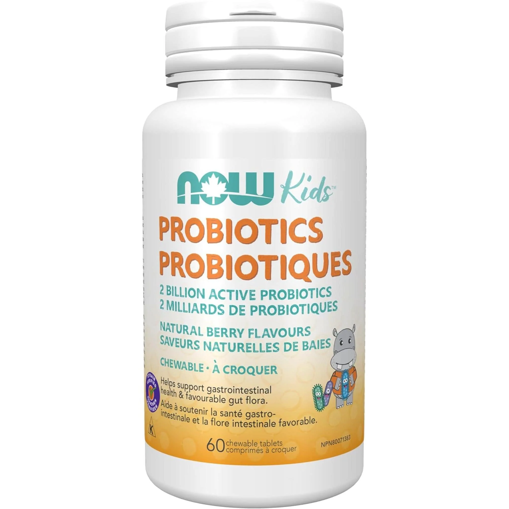 NOW Kids Chewable Probiotic 2 Billion, Delicious Berry Flavour, 60 Chewable Tablets - Image 2