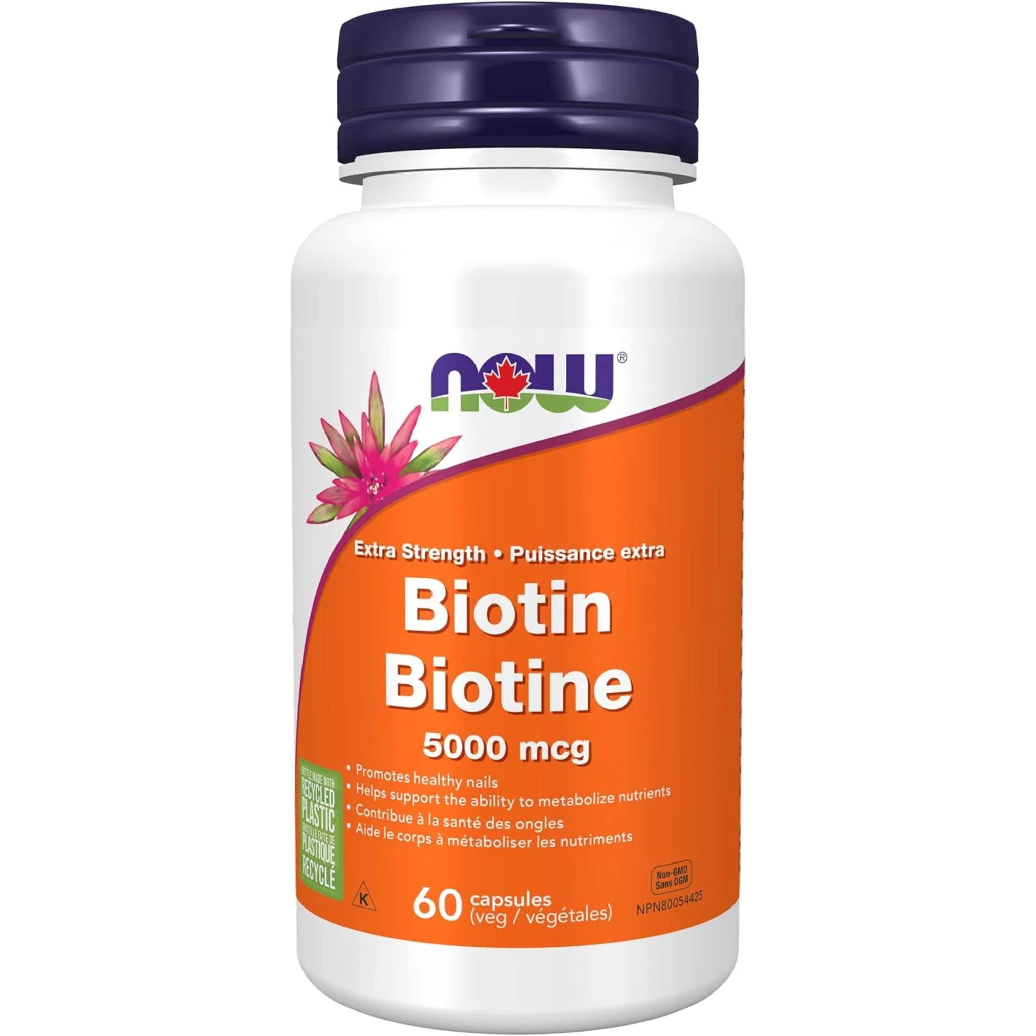 NOW Biotin 5000mcg, 60 V-Caps