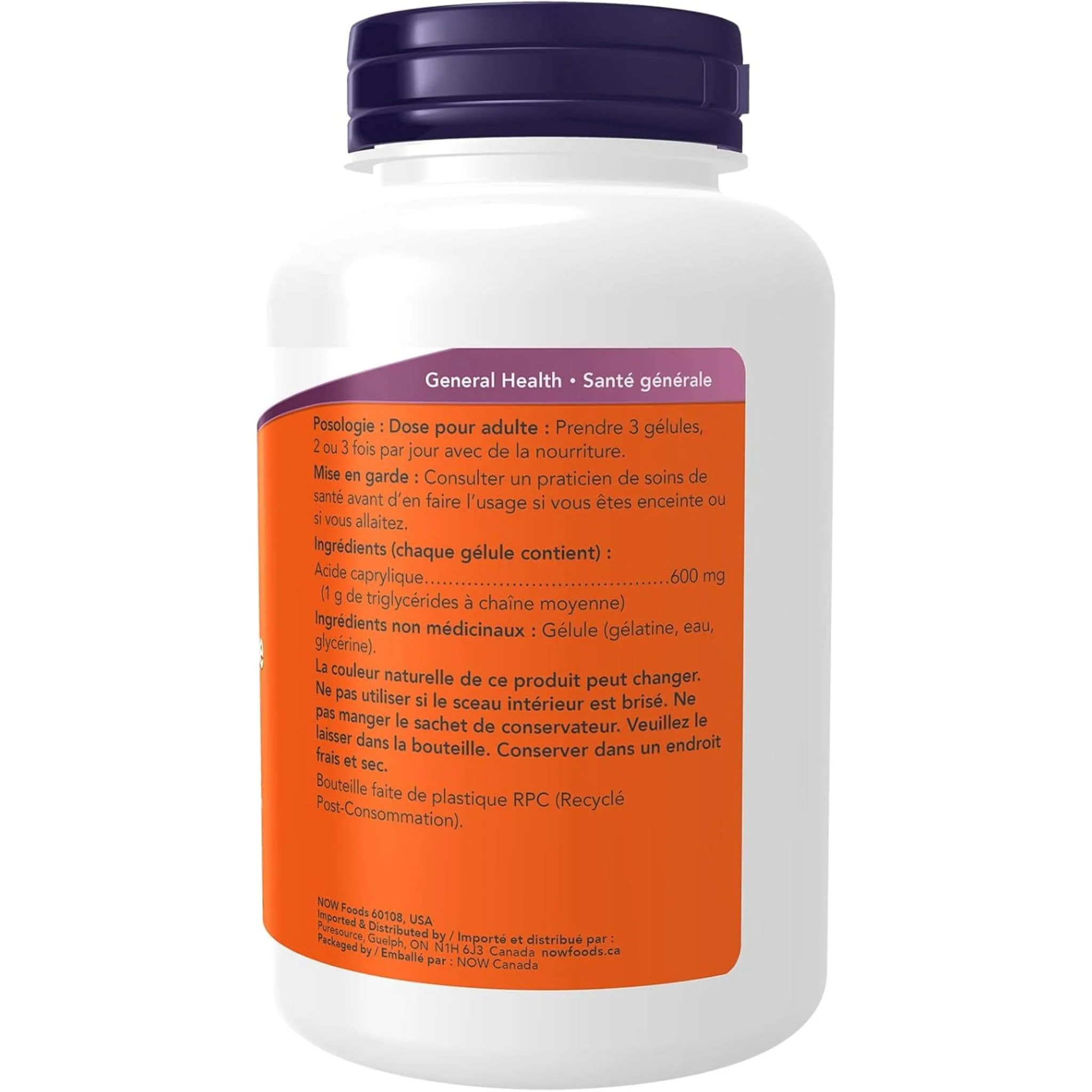 NOW Caprylic Acid 600mg, 100 Softgels - Image 3