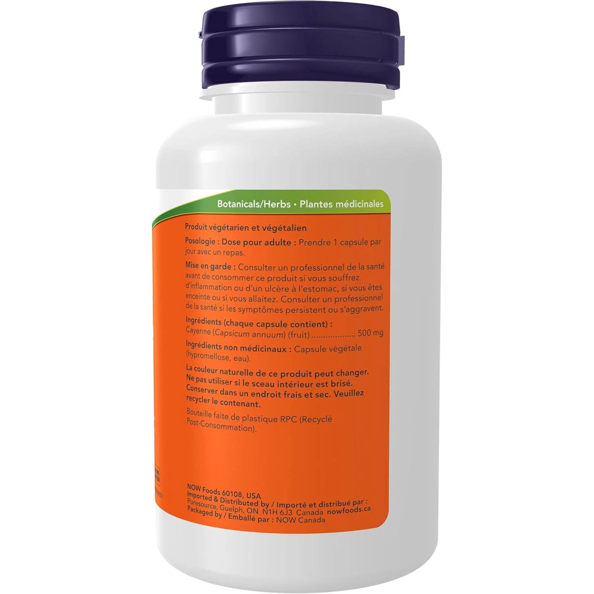 NOW Cayenne 500mg 40,000HU, 100 Capsules - Image 3
