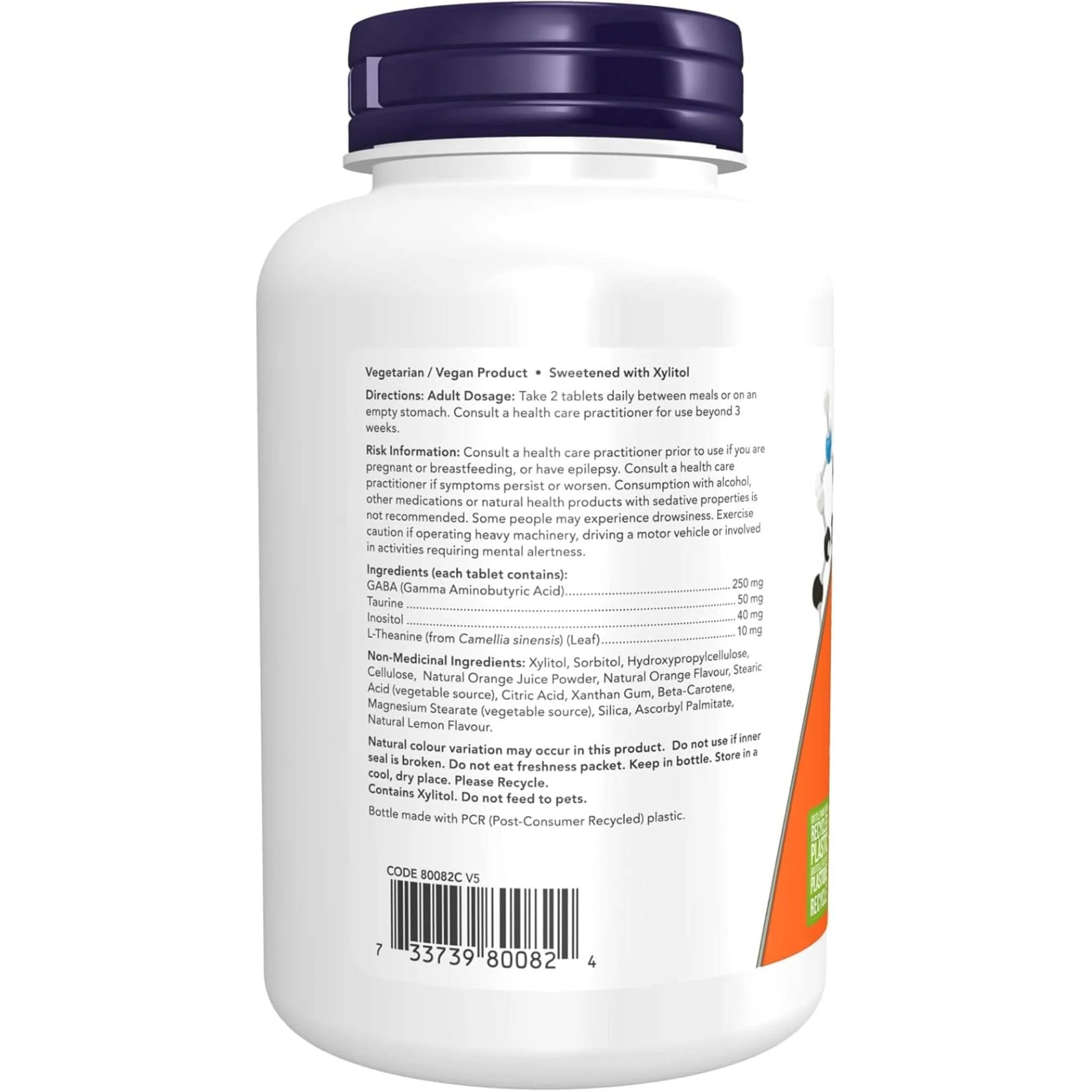 NOW Chewable GABA 250mg with Taurine, Inositol & Theanine, 90 Chewable Tablets - Image 3